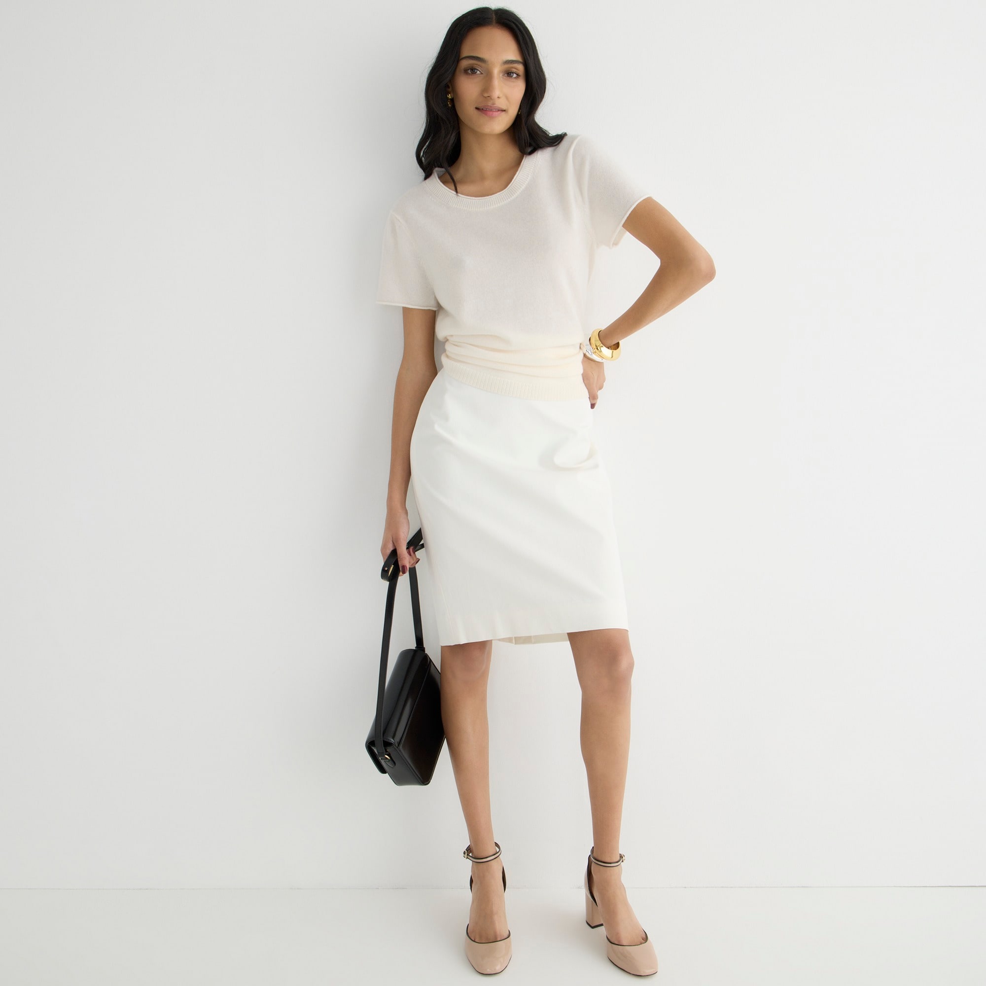 j.crew: no. 2 pencil&reg; skirt in bi-stretch cotton blend for women, right side, view zoomed