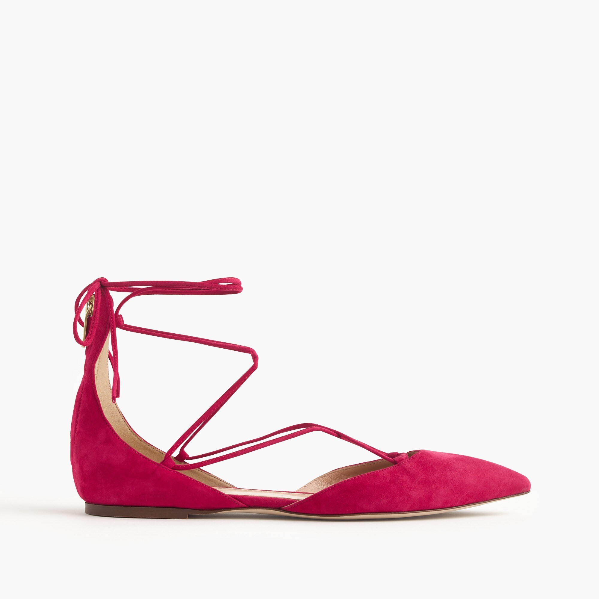 Suede lace-up pointed-toe flats