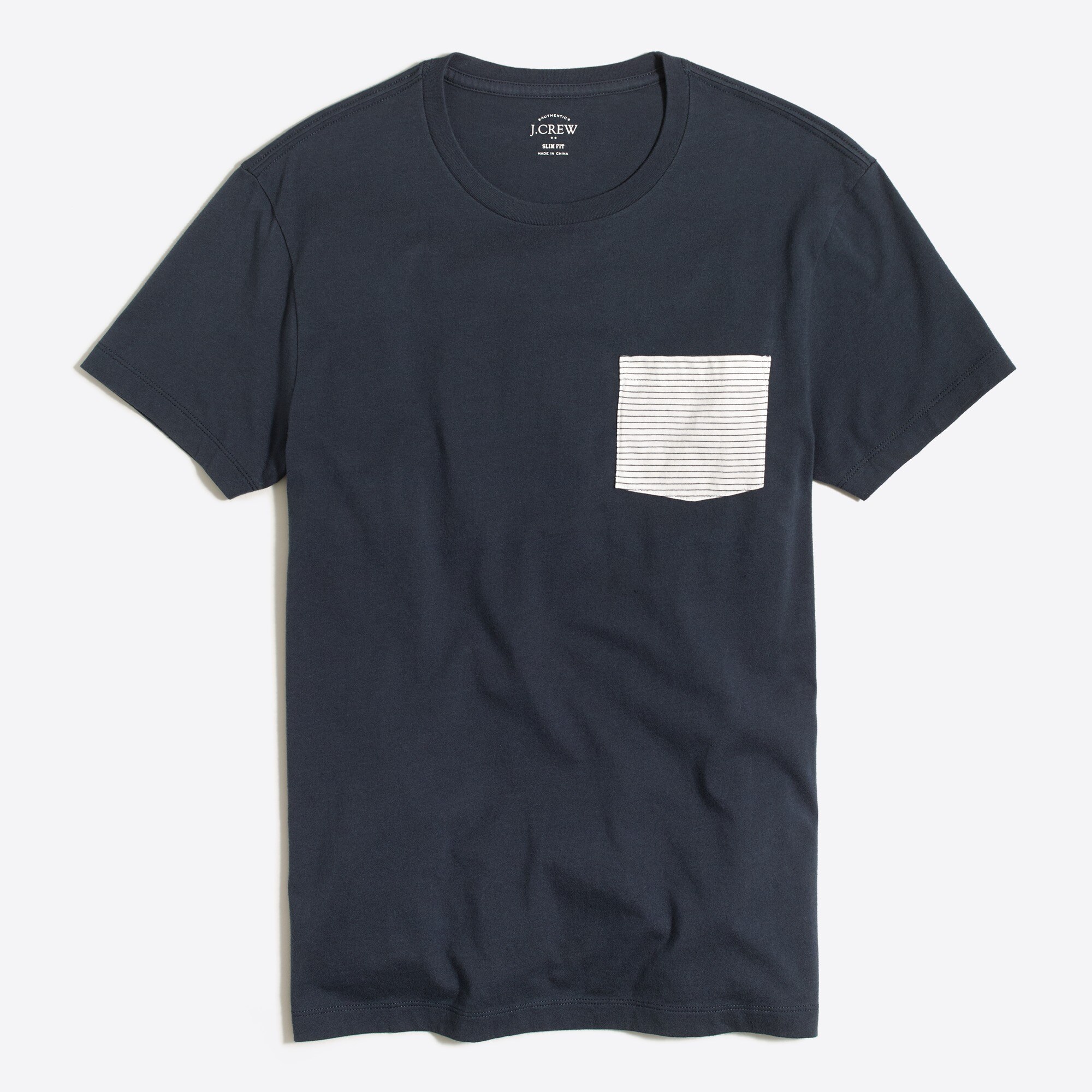 Slim striped-pocket tee