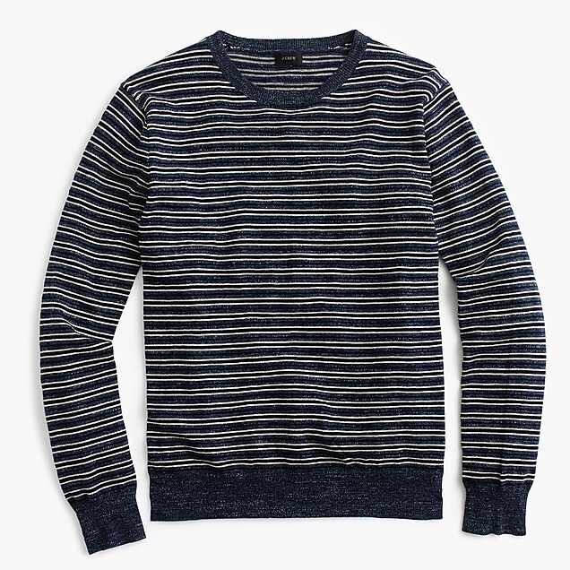 Rugged Cotton Crewneck Sweater in Navy Stripe : Men's Sweaters | J.Crew