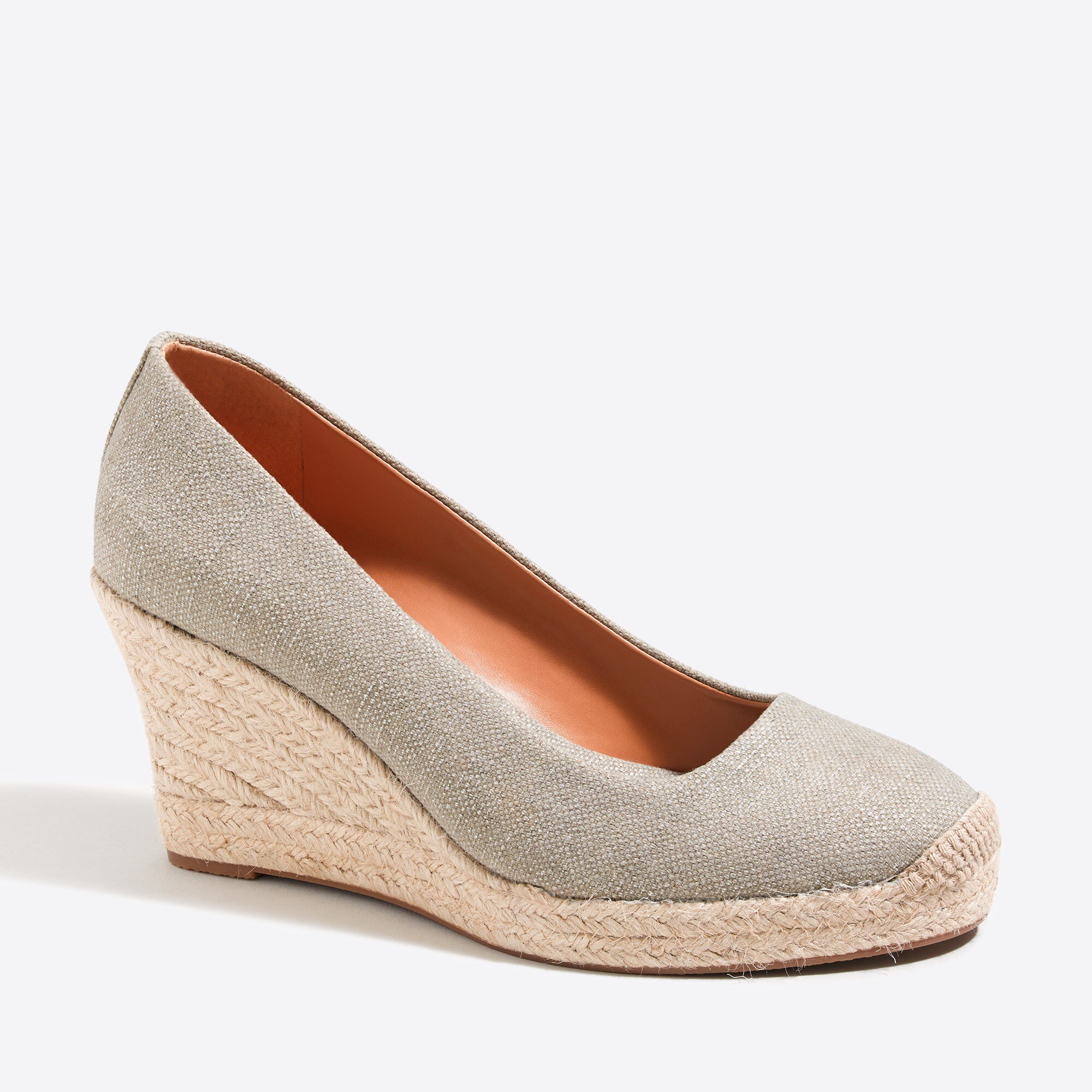 metallic canvas espadrille wedges for women