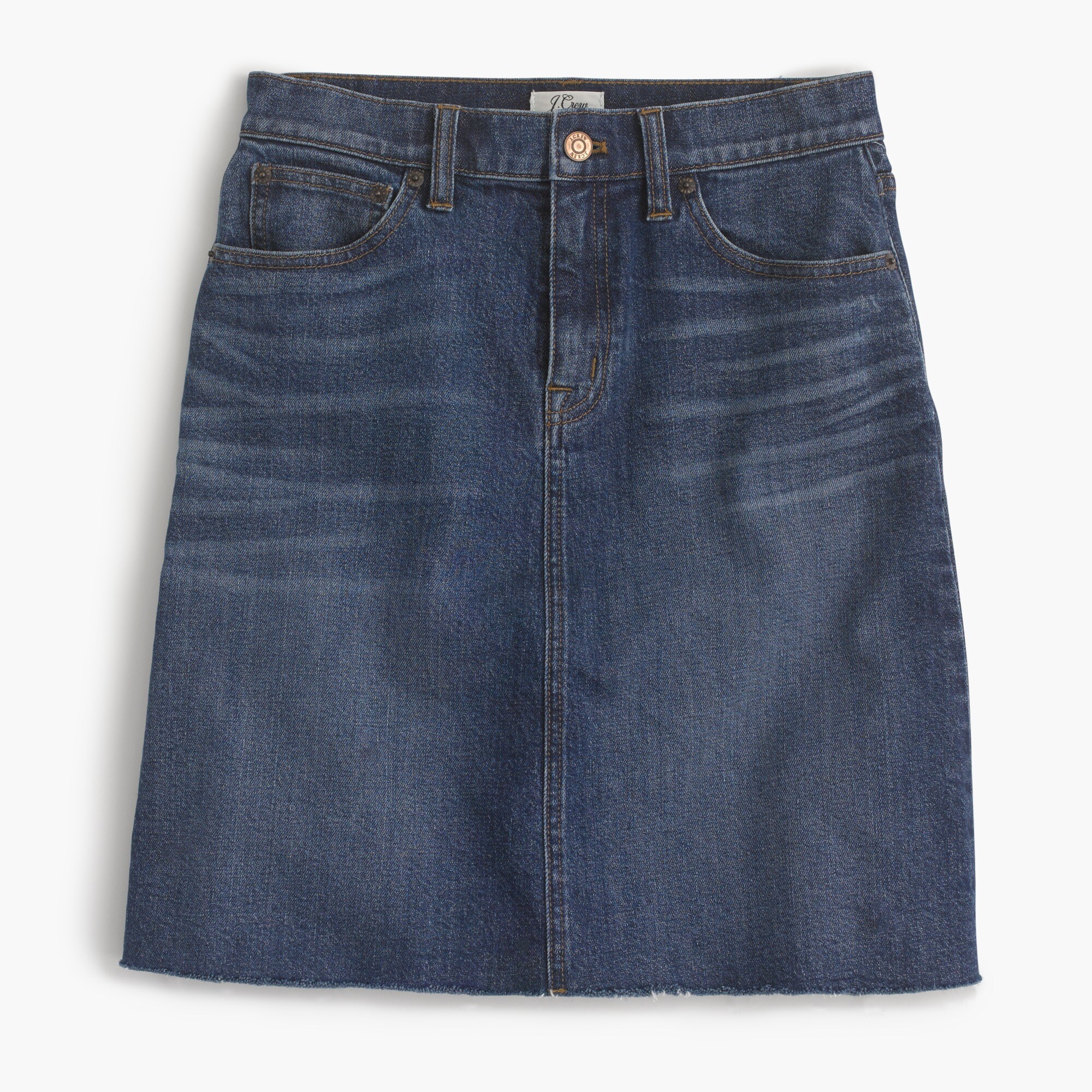 Denim skirt with raw hem