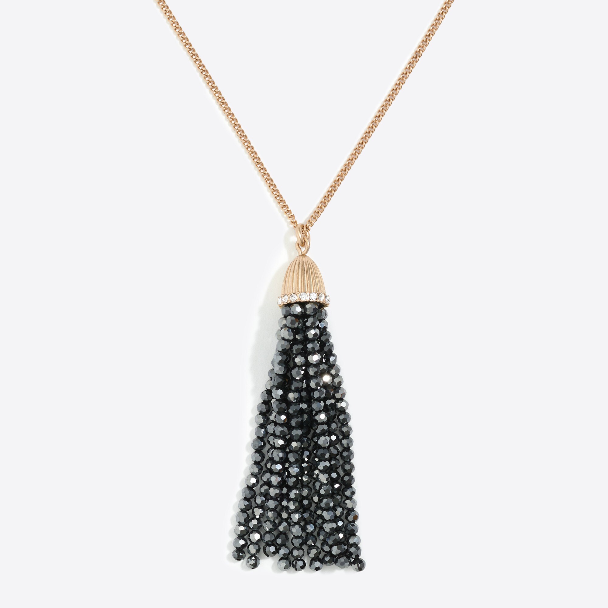 Sparkle beaded tassel pendant necklace