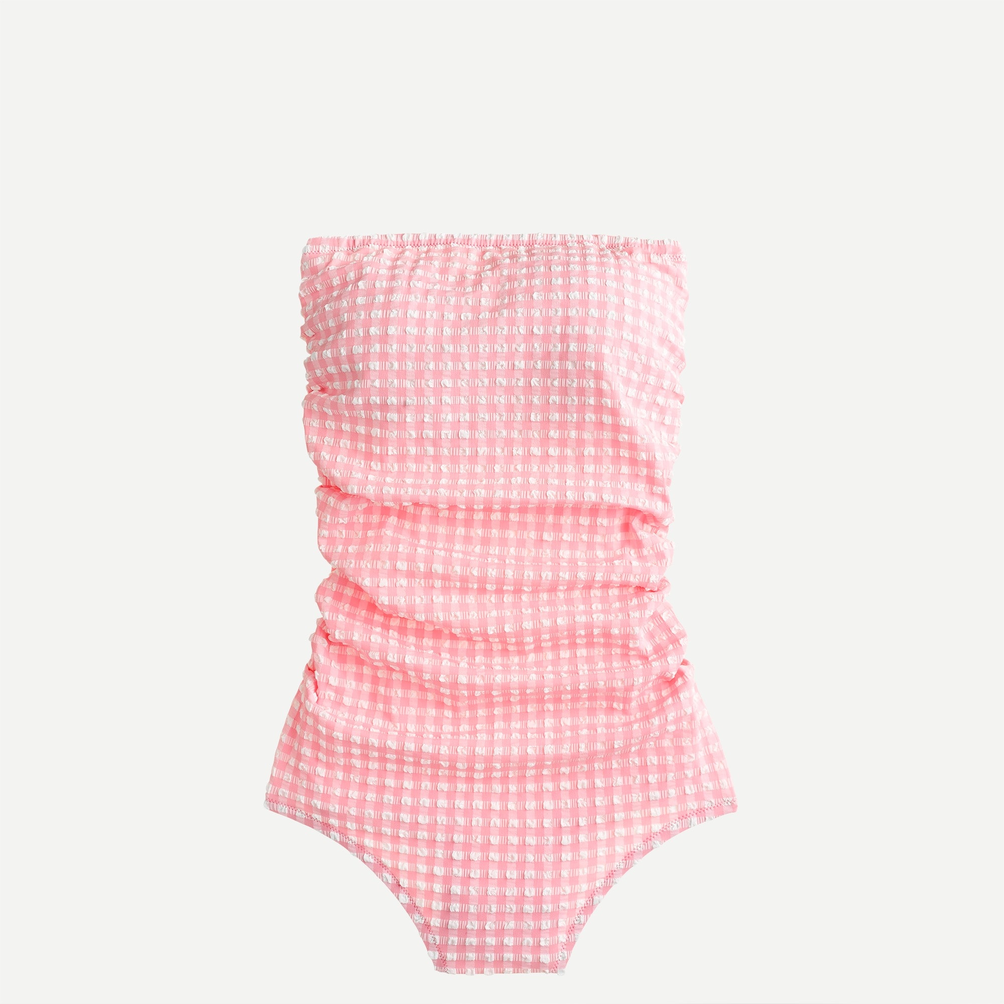 Gingham Ruched Bandeau One-piece Swimsuit For Women | J.Crew