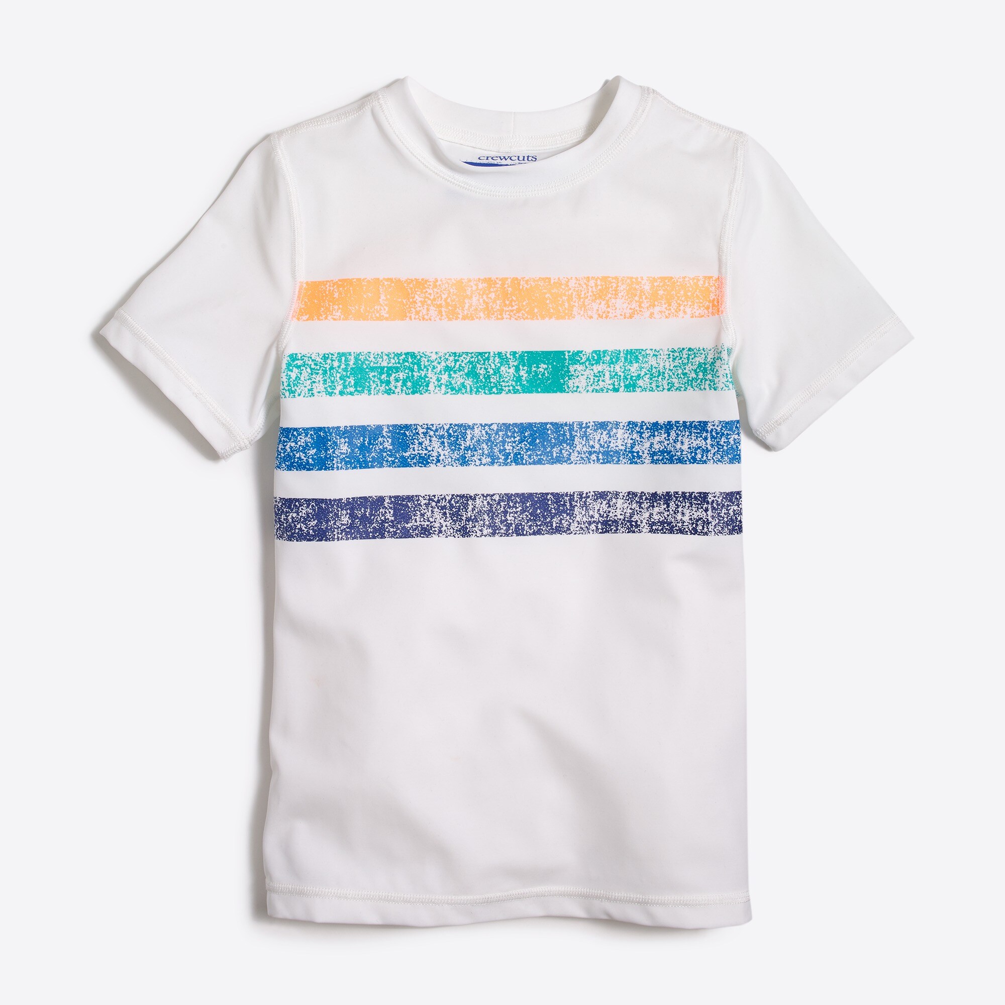 Boys' short-sleeve placed stripe graphic rashguard