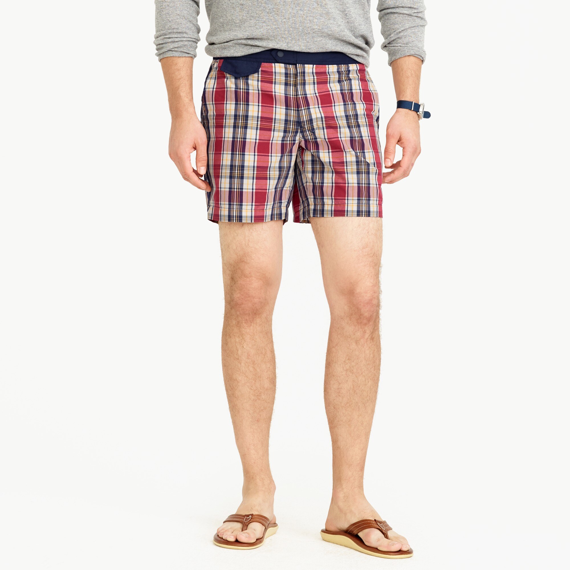6.5" Tab Swim Short in Plaid Men's Swimwear J.Crew