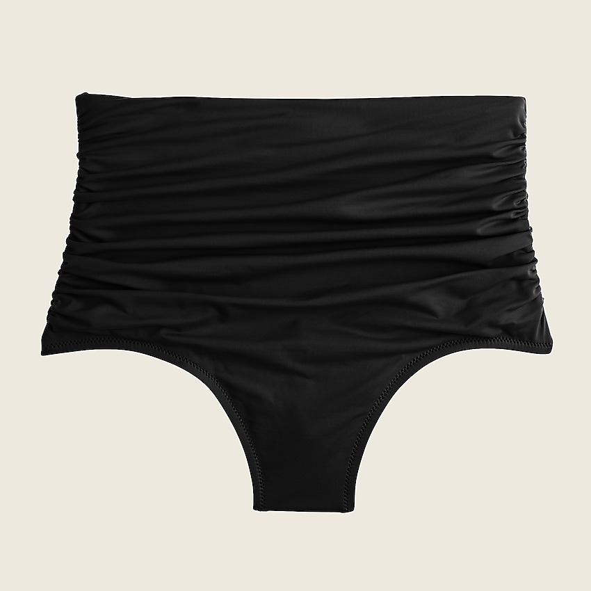 j.crew: high-waisted ruched bikini bottom for women, right side, view zoomed
