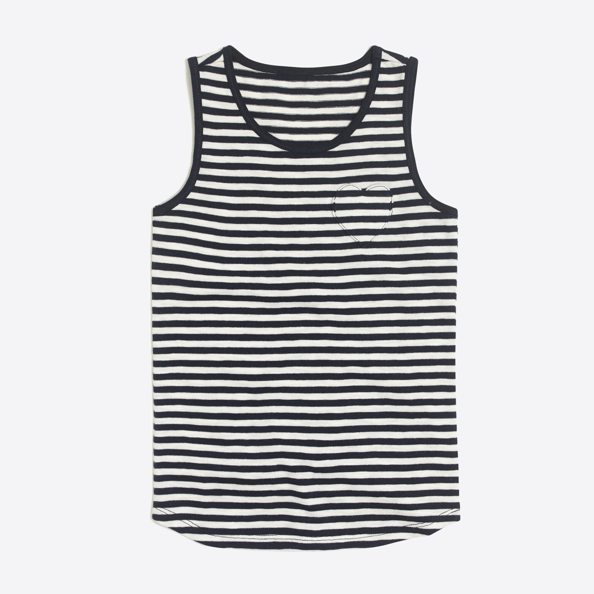Girls' striped heart pocket tank top