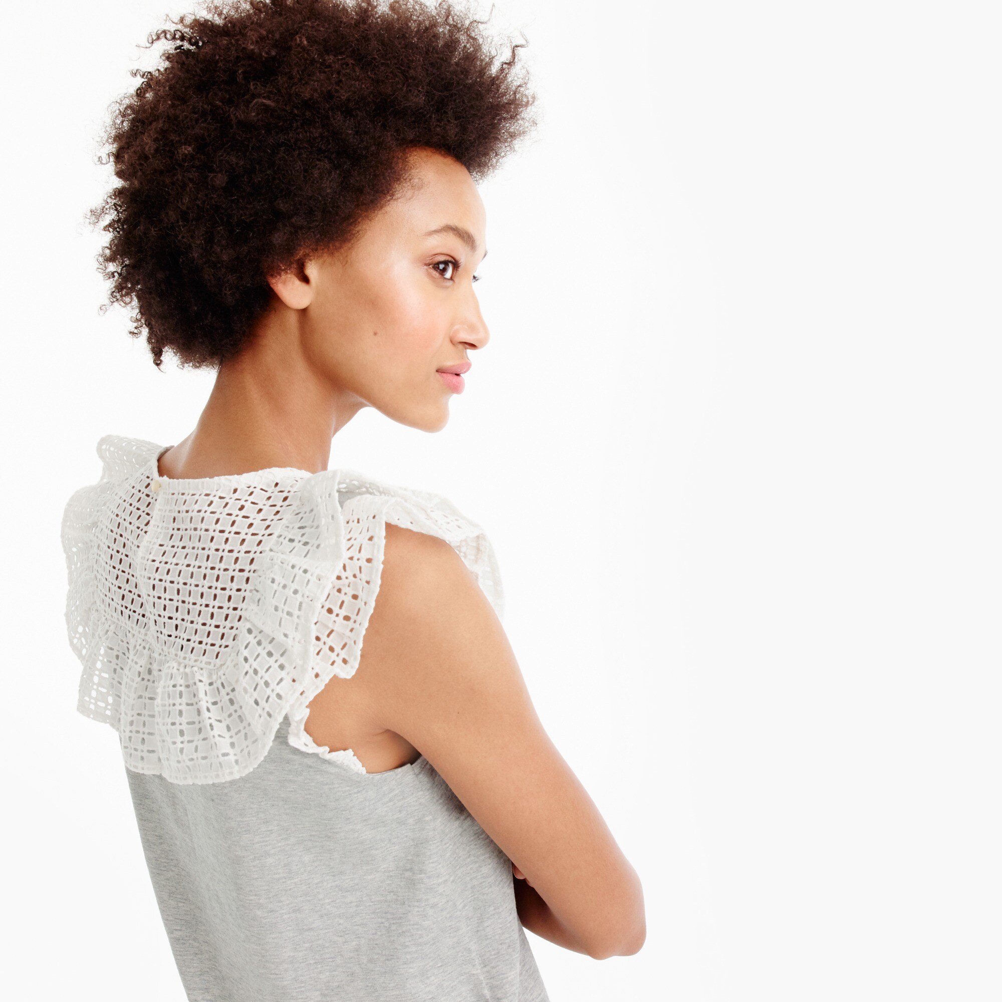 Ruffle bib T-shirt : Women shirts 