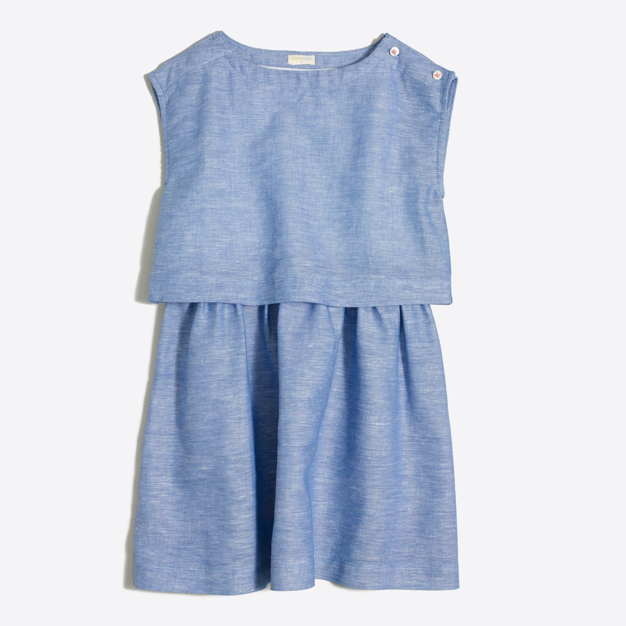Girls' linen-cotton tiered dress