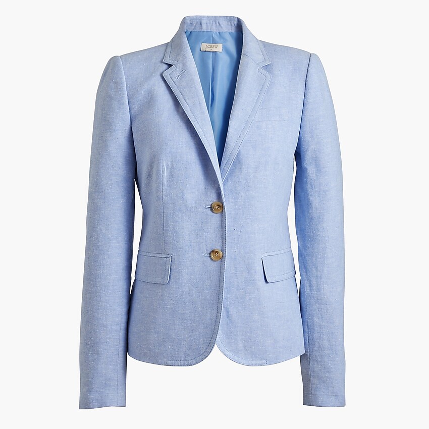 factory: schoolboy blazer in linen-cotton for women, right side, view zoomed