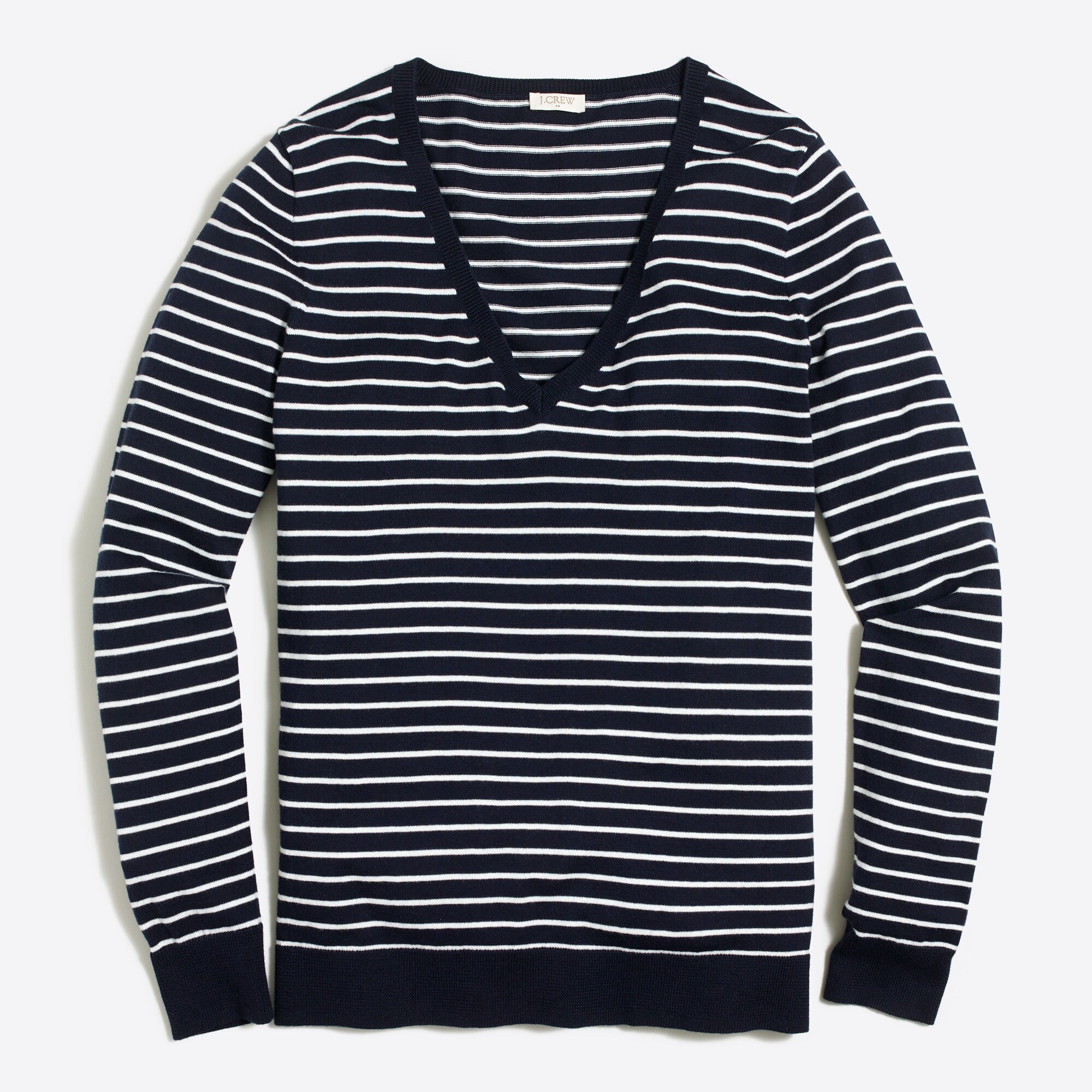 striped cotton v-neck sweater for women