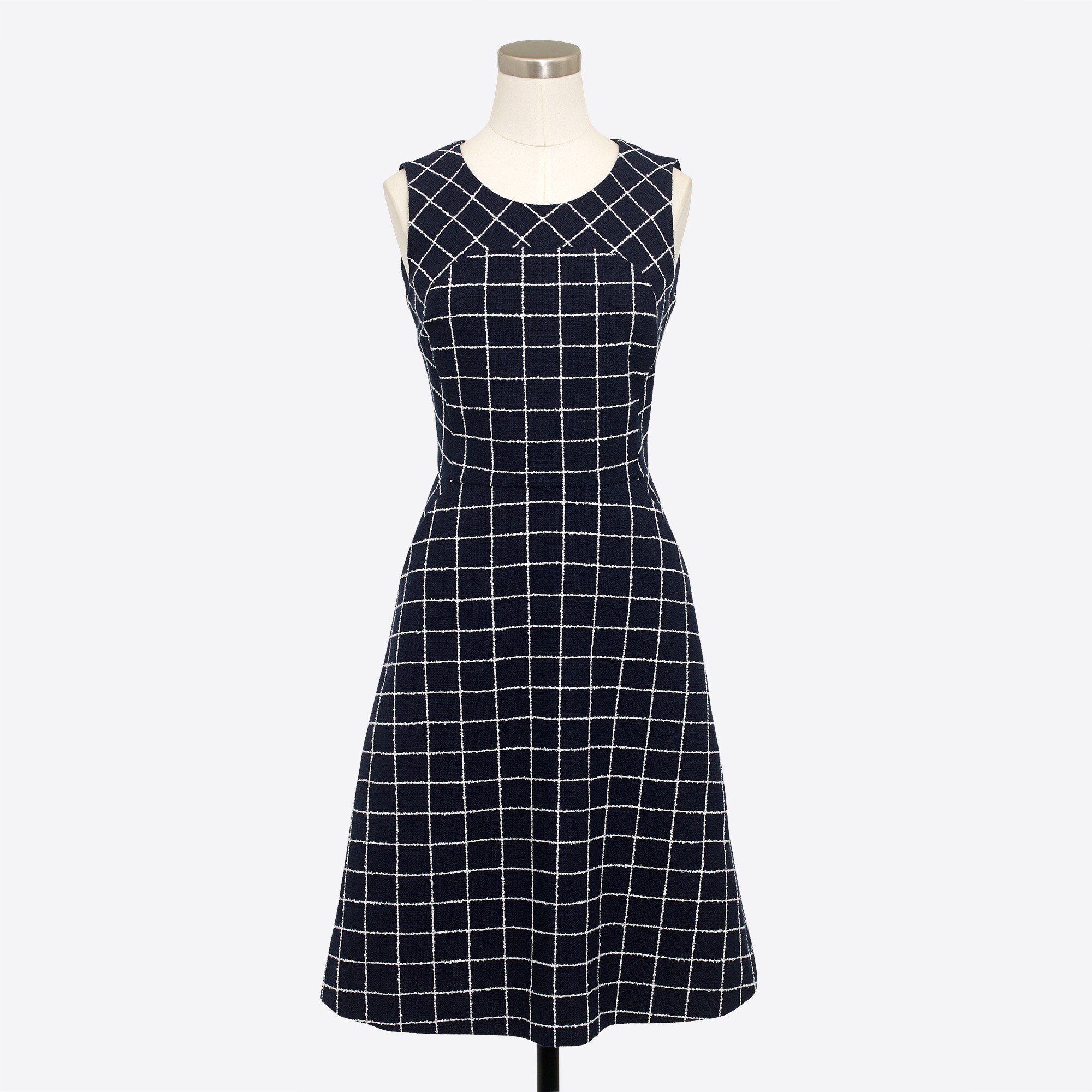 Windowpane tweed dress