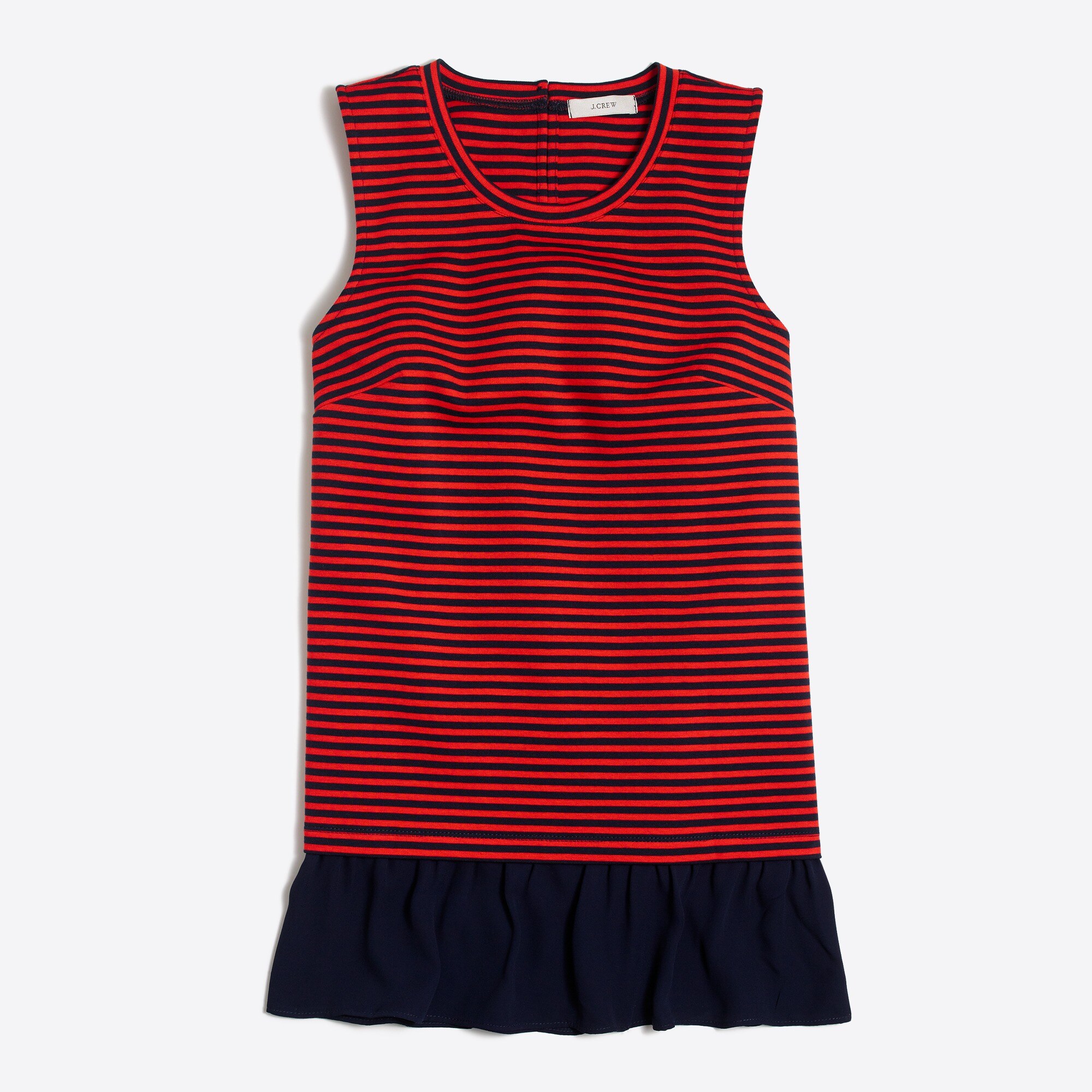 Striped ruffle-hem tank top