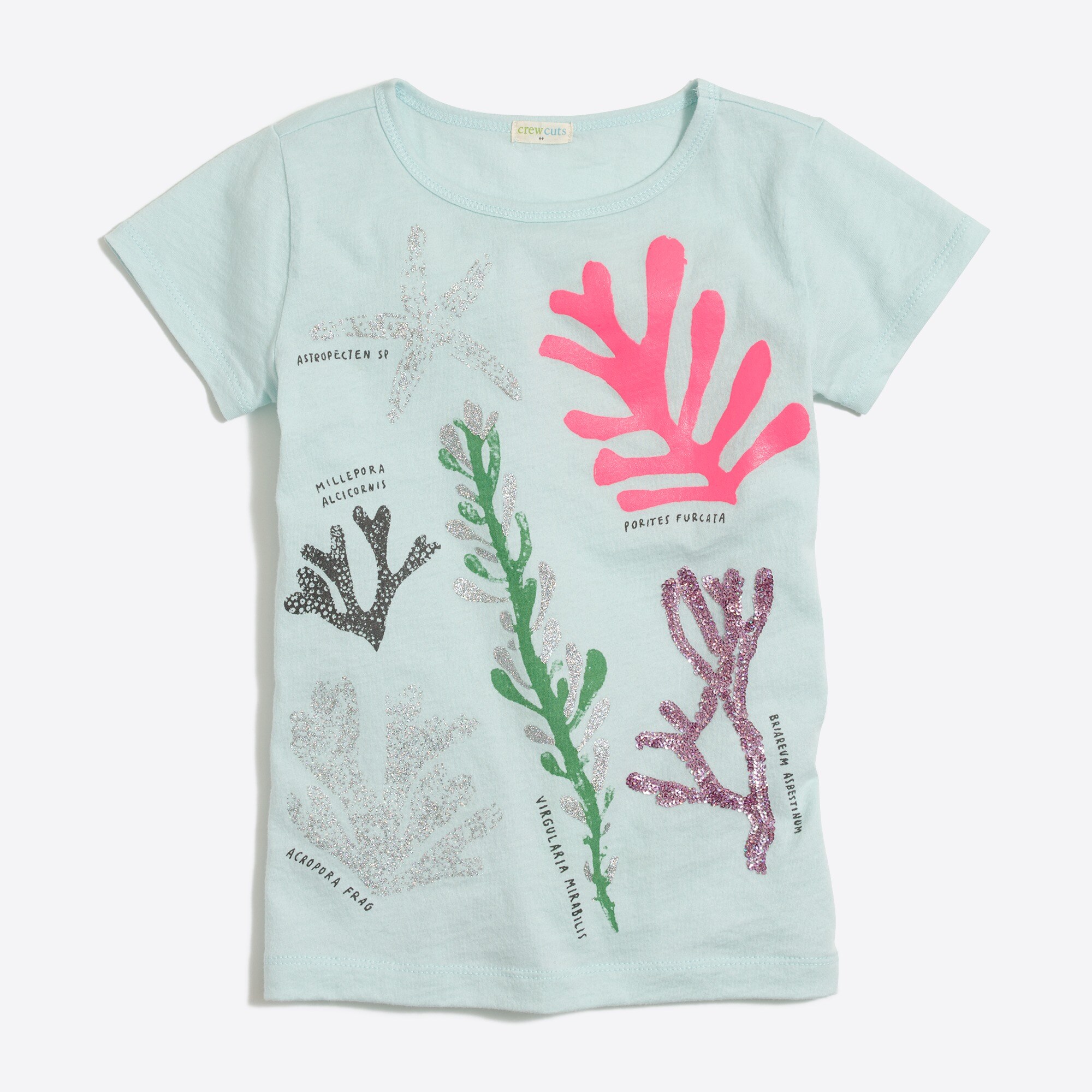 Girls' sparkly coral graphic tee