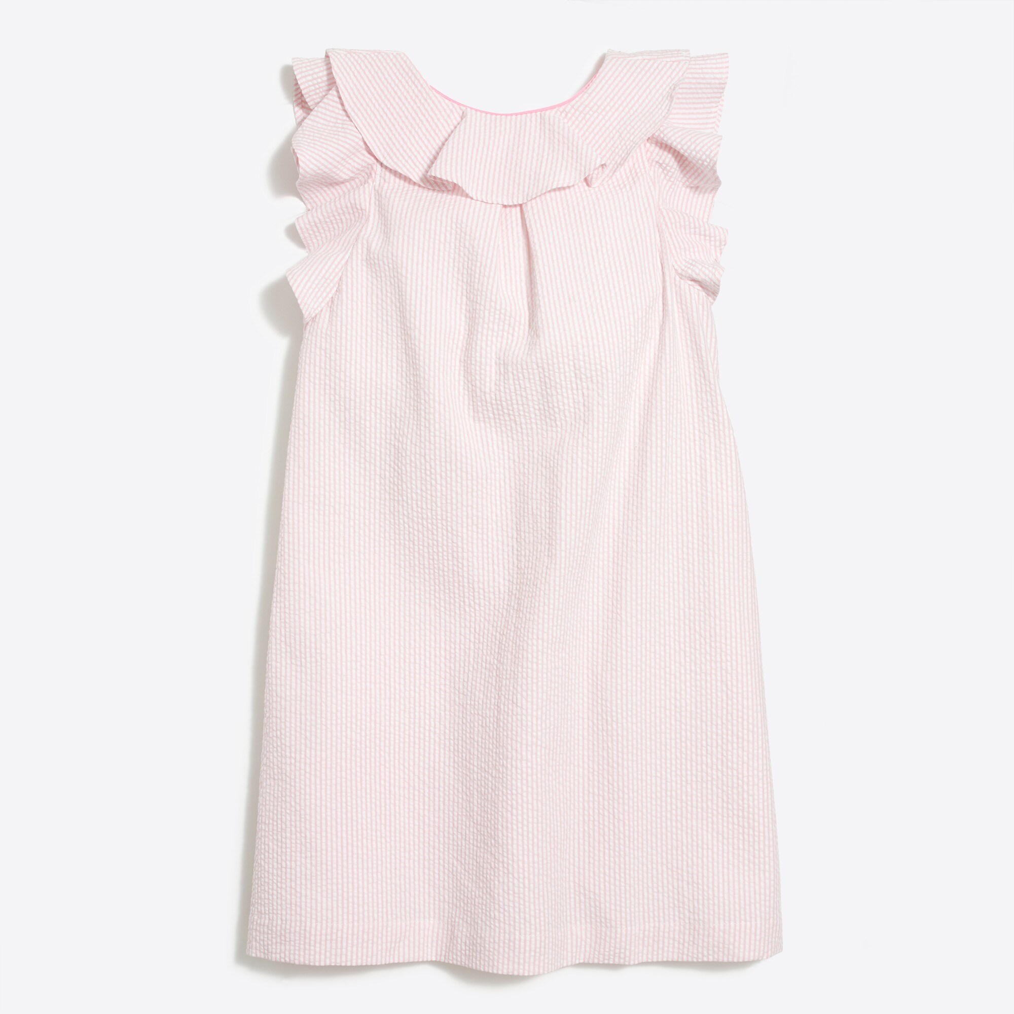 Girls' seersucker ruffle dress