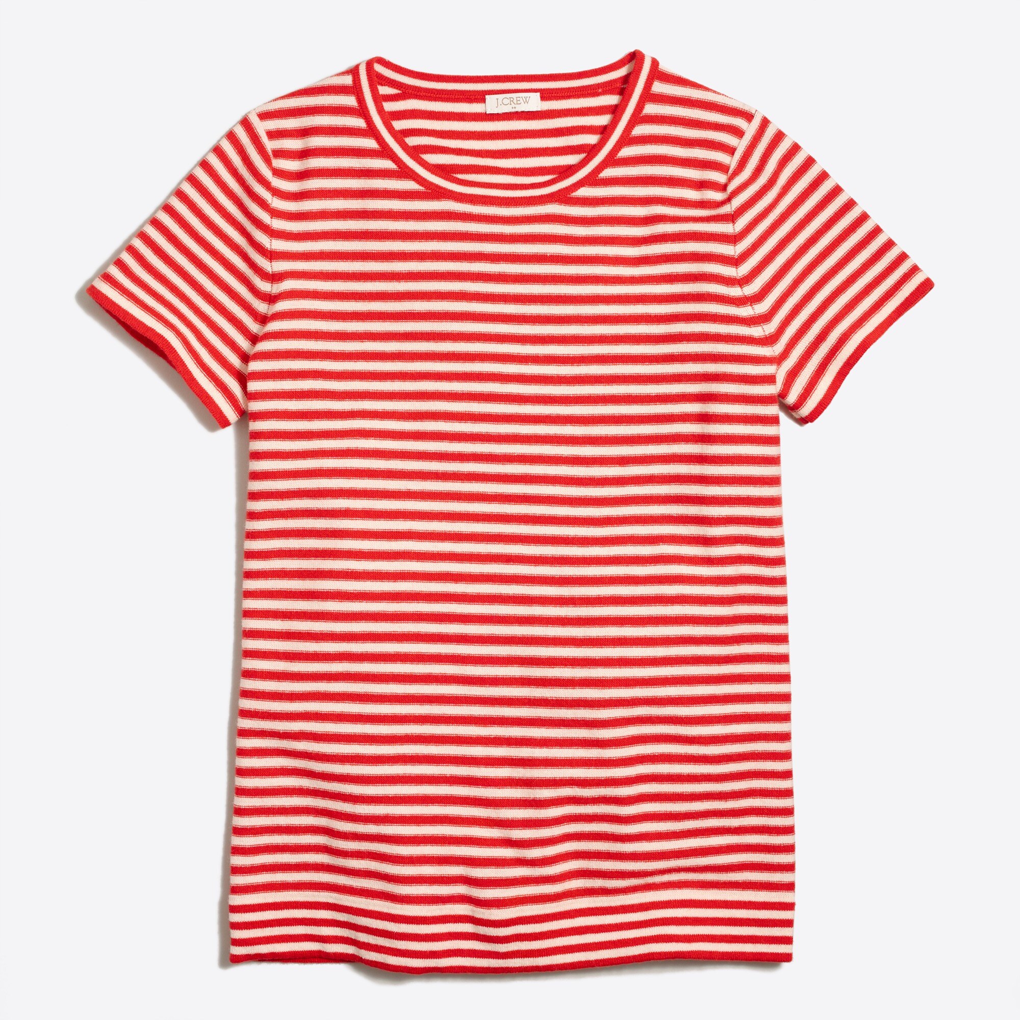 Short-sleeve striped sweater