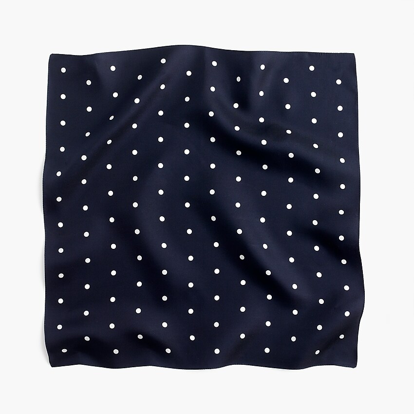j.crew: italian silk square scarf in navy polka dot for women, right side, view zoomed