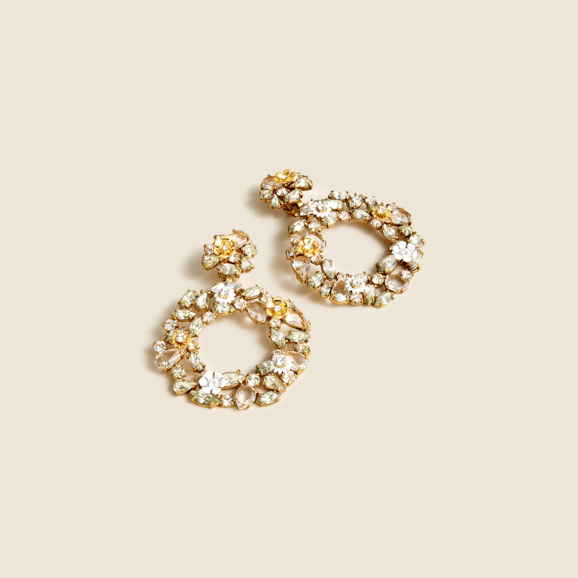 Colorful floral hoop earrings