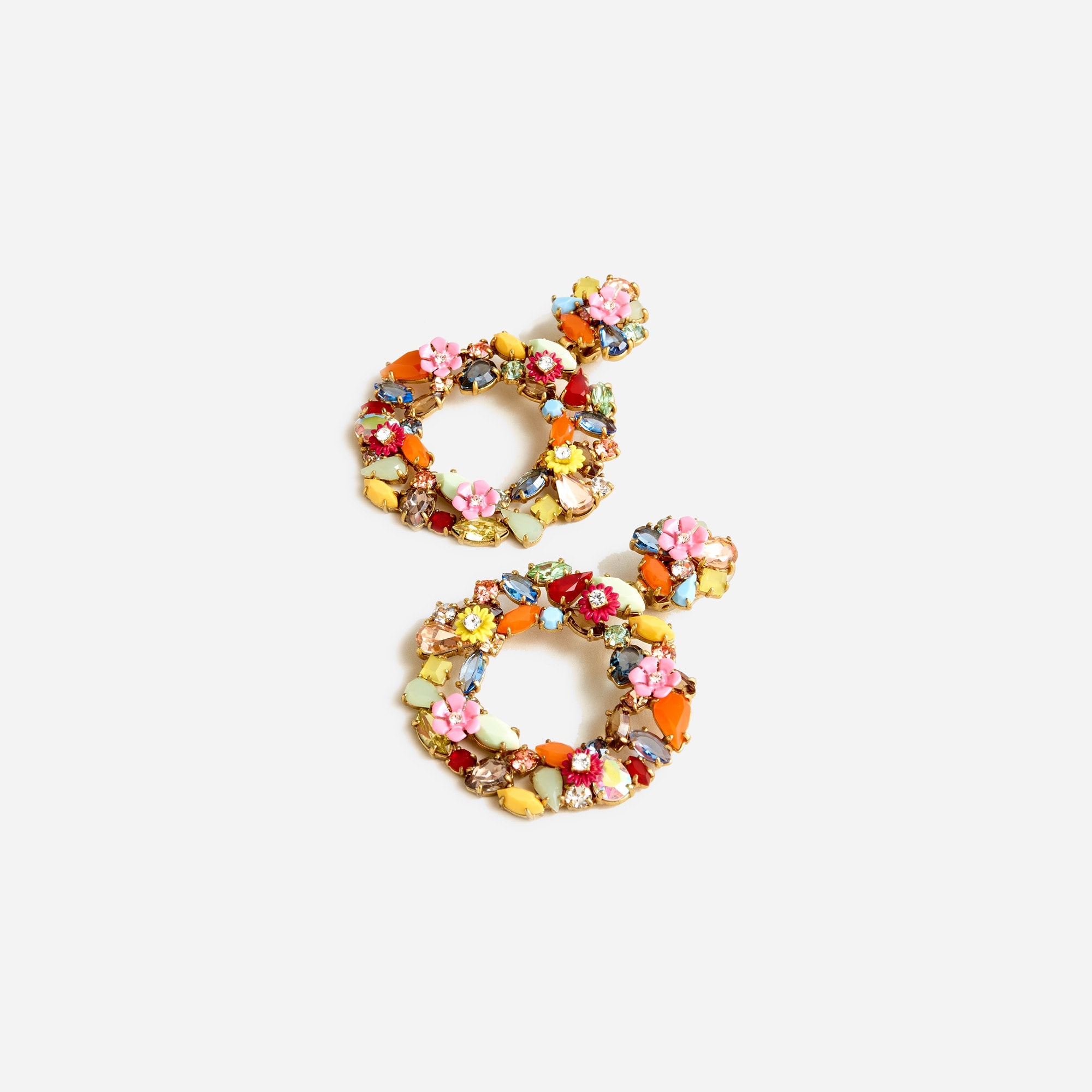  Colorful floral hoop earrings