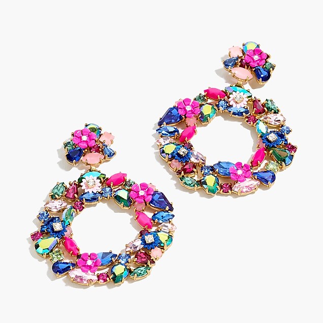 Colorful Floral Hoop Earrings 