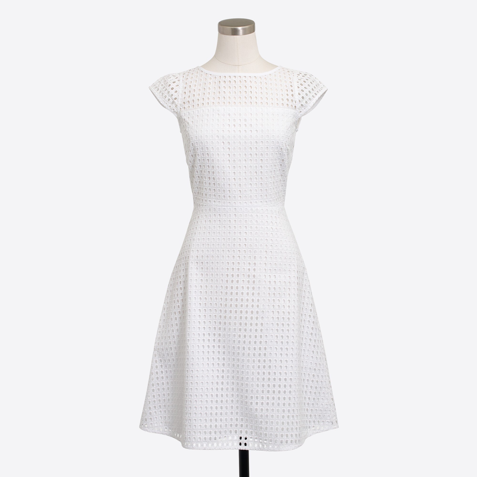 Square-neck eyelet dress