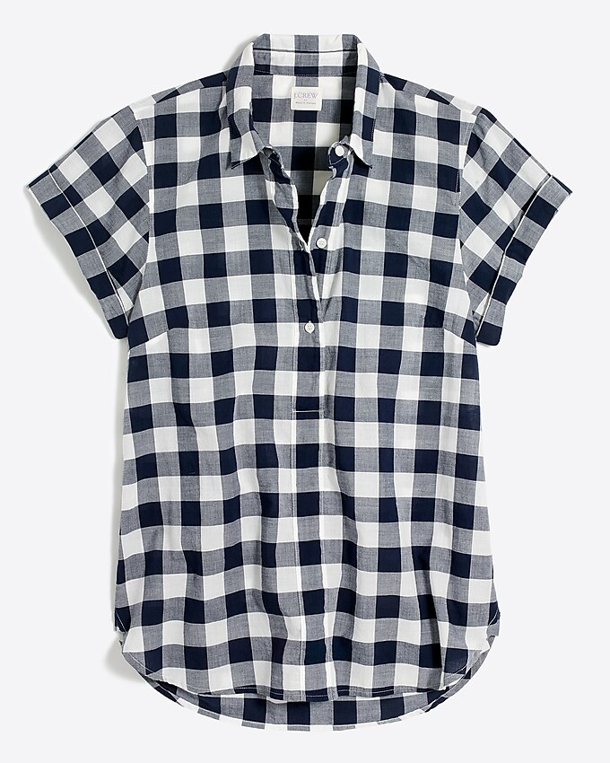 factory: gingham popover shirt for women, right side, view zoomed