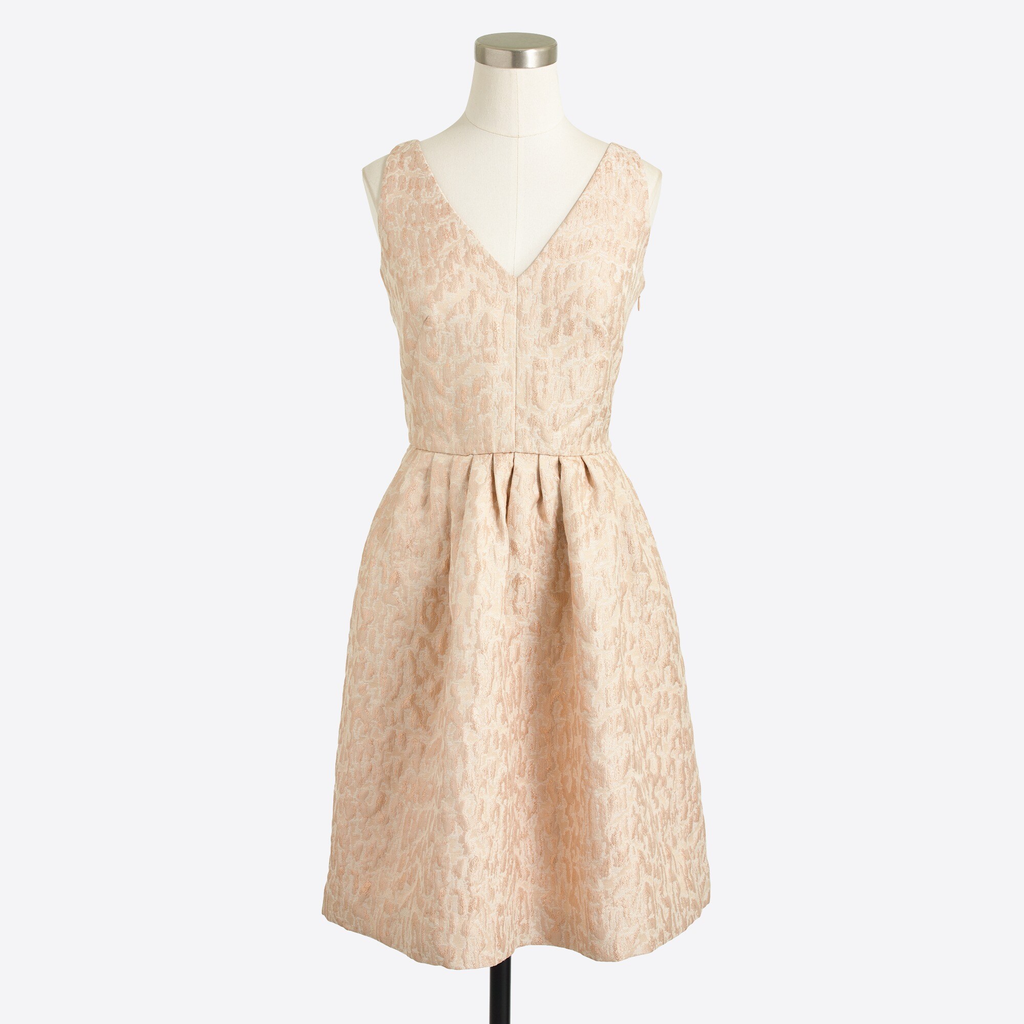 Flared V-neck jacquard dress