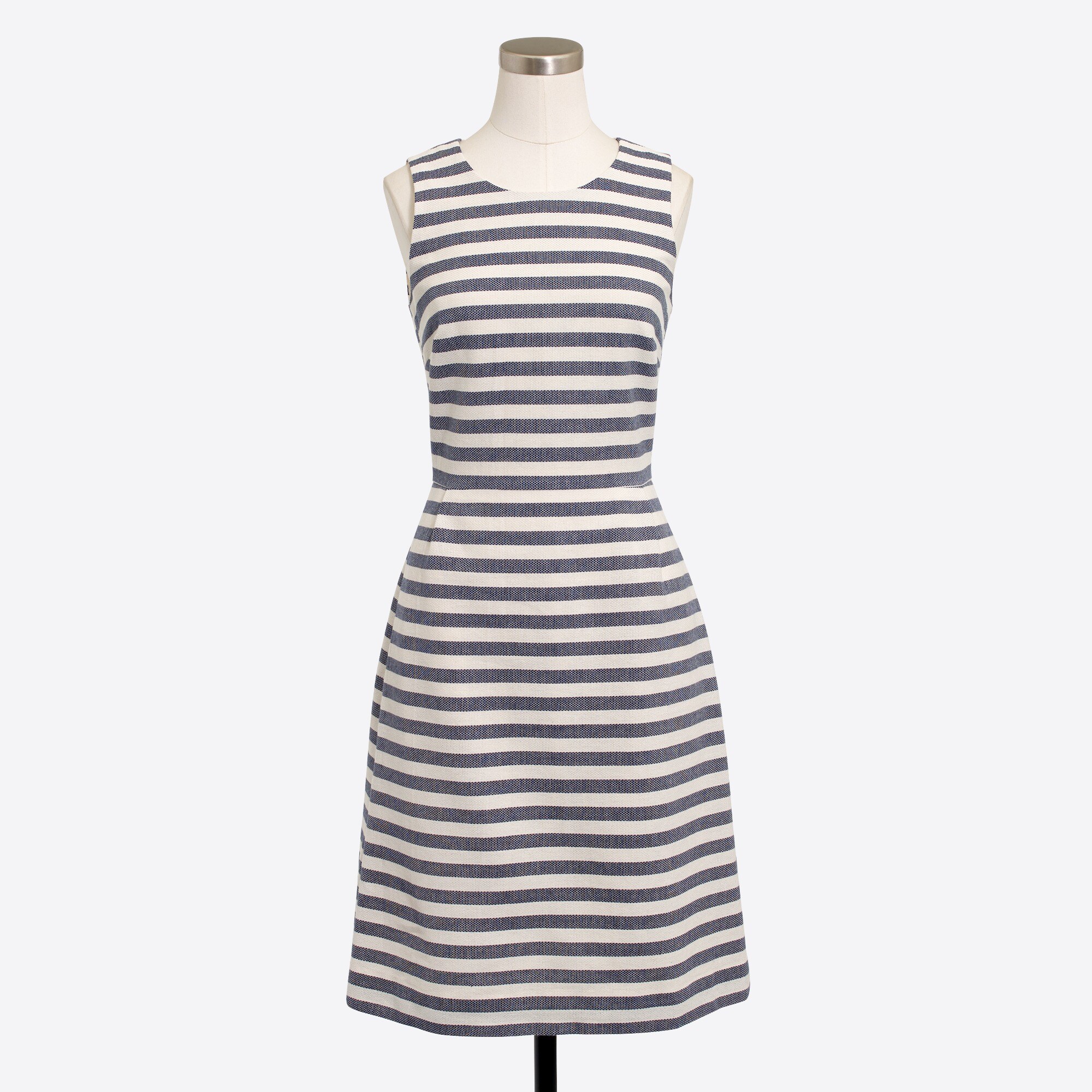 striped pleated shift dress for women