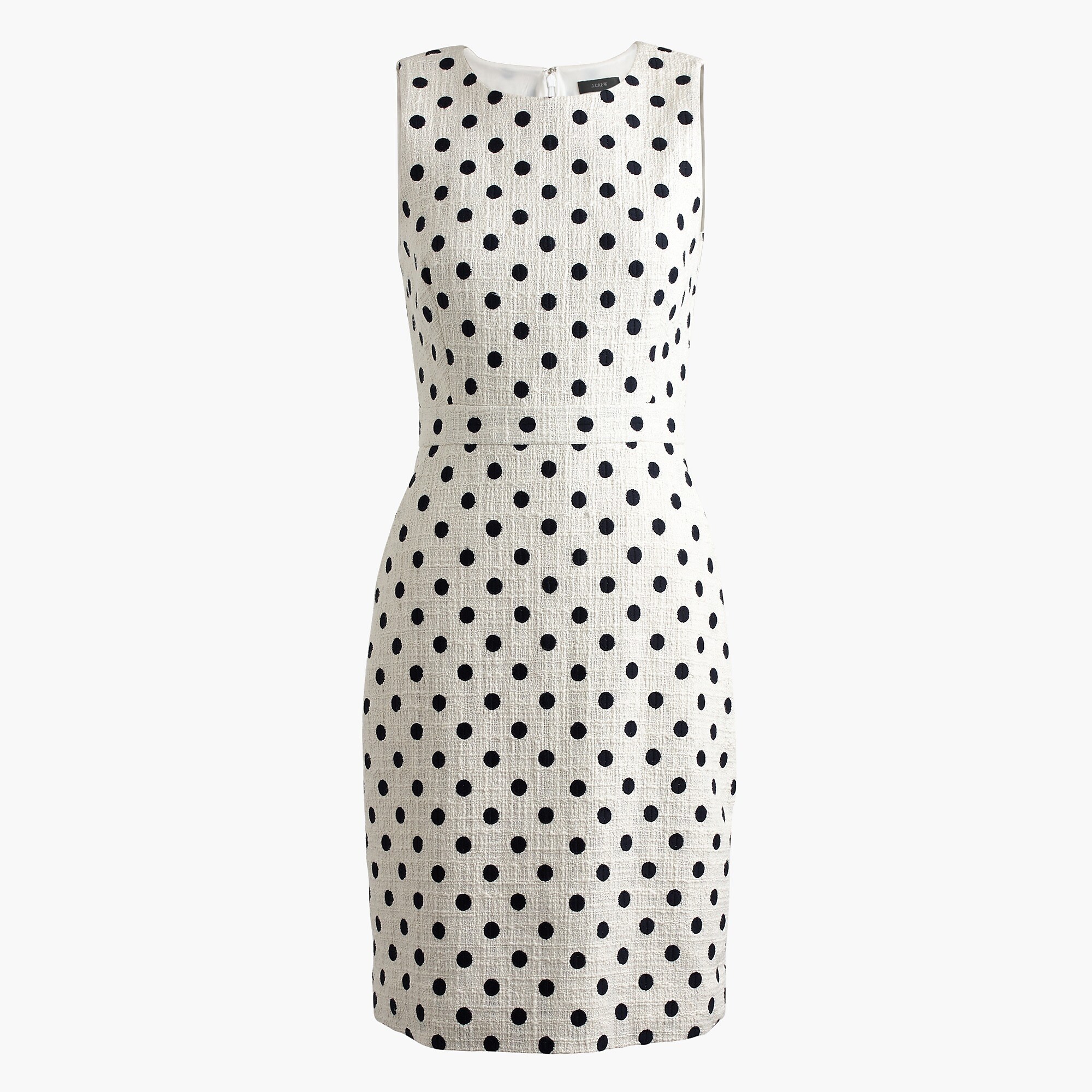 Petite sheath dress in polka dot textured tweed.
