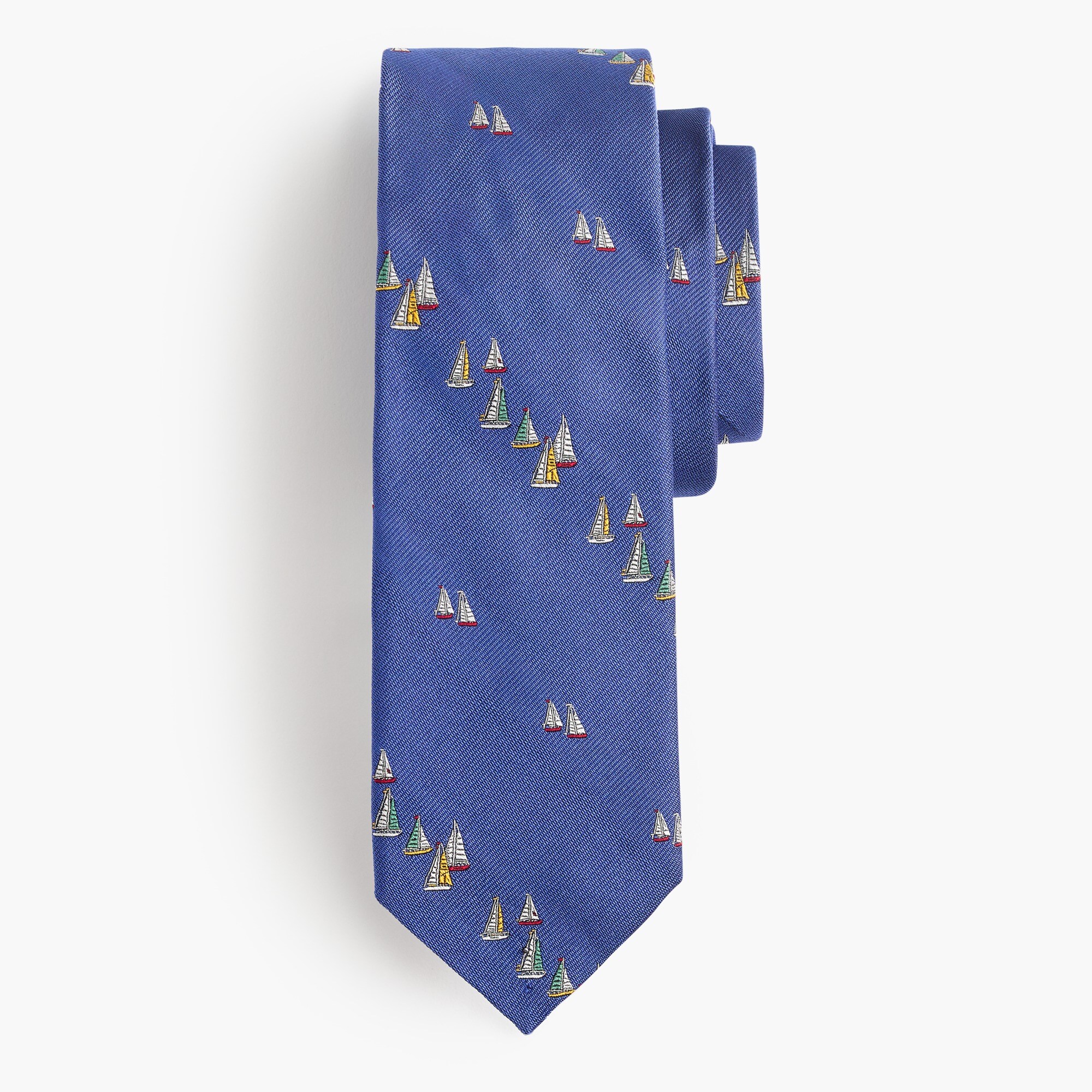 Silk Tie In Embroidered Sailboats Men's Ties J.Crew