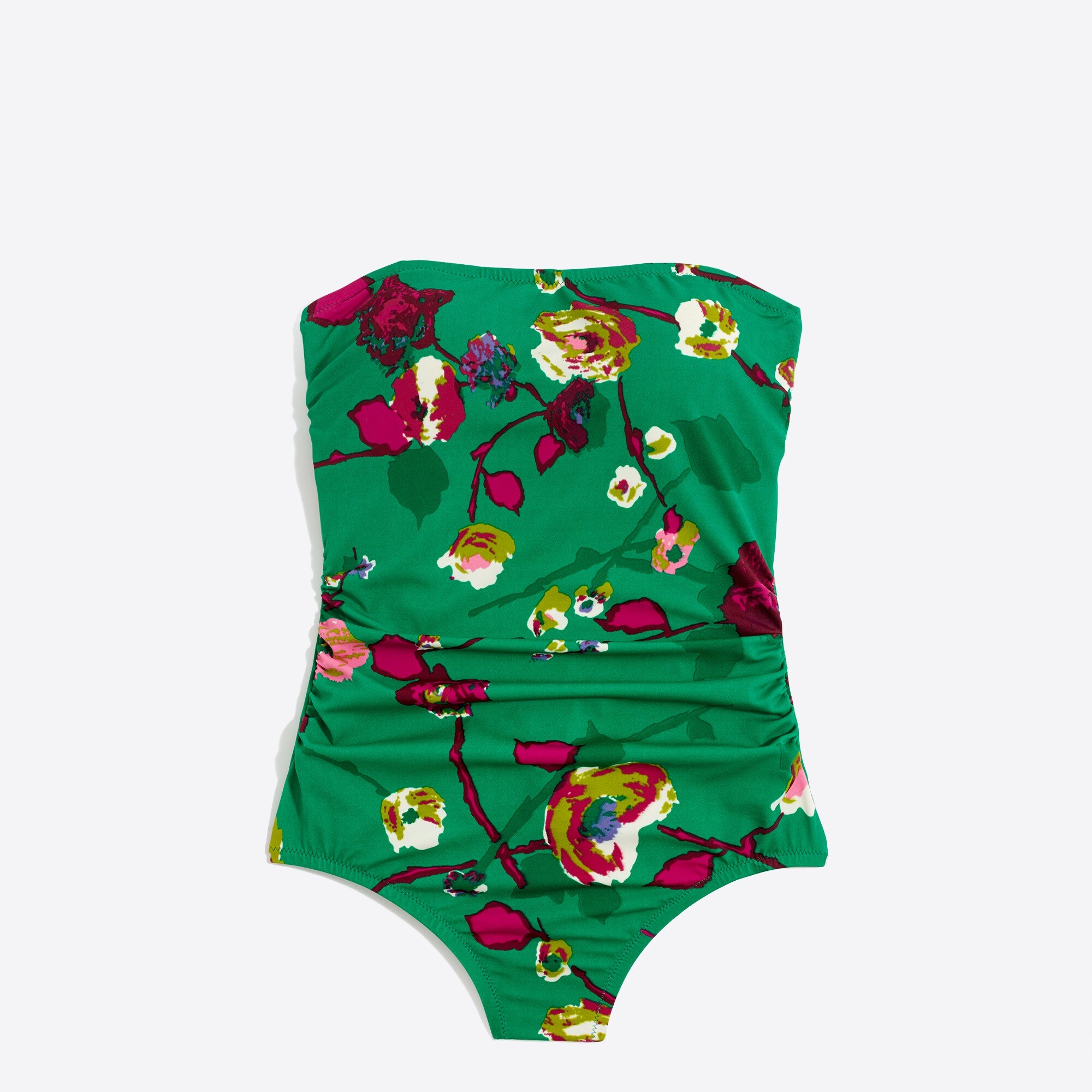 Floral strapless one-piece swimsuit