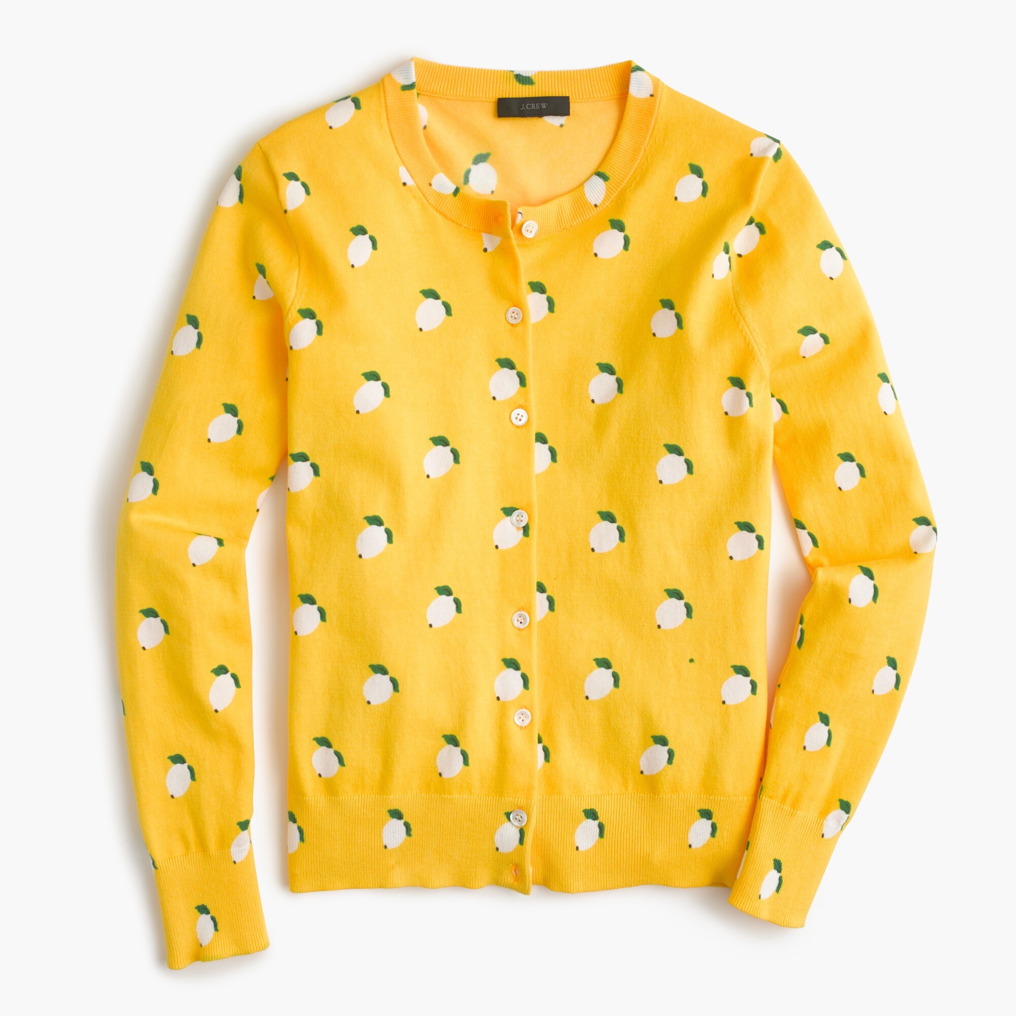 J.Crew Cotton Jackie Cardigan Sweater In Lemon Print