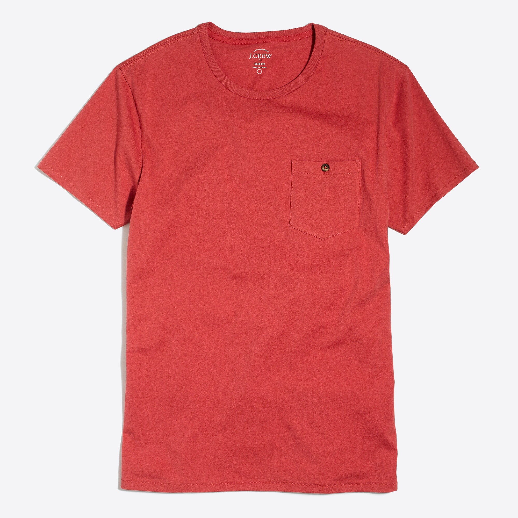 slim washed button-pocket tee for men