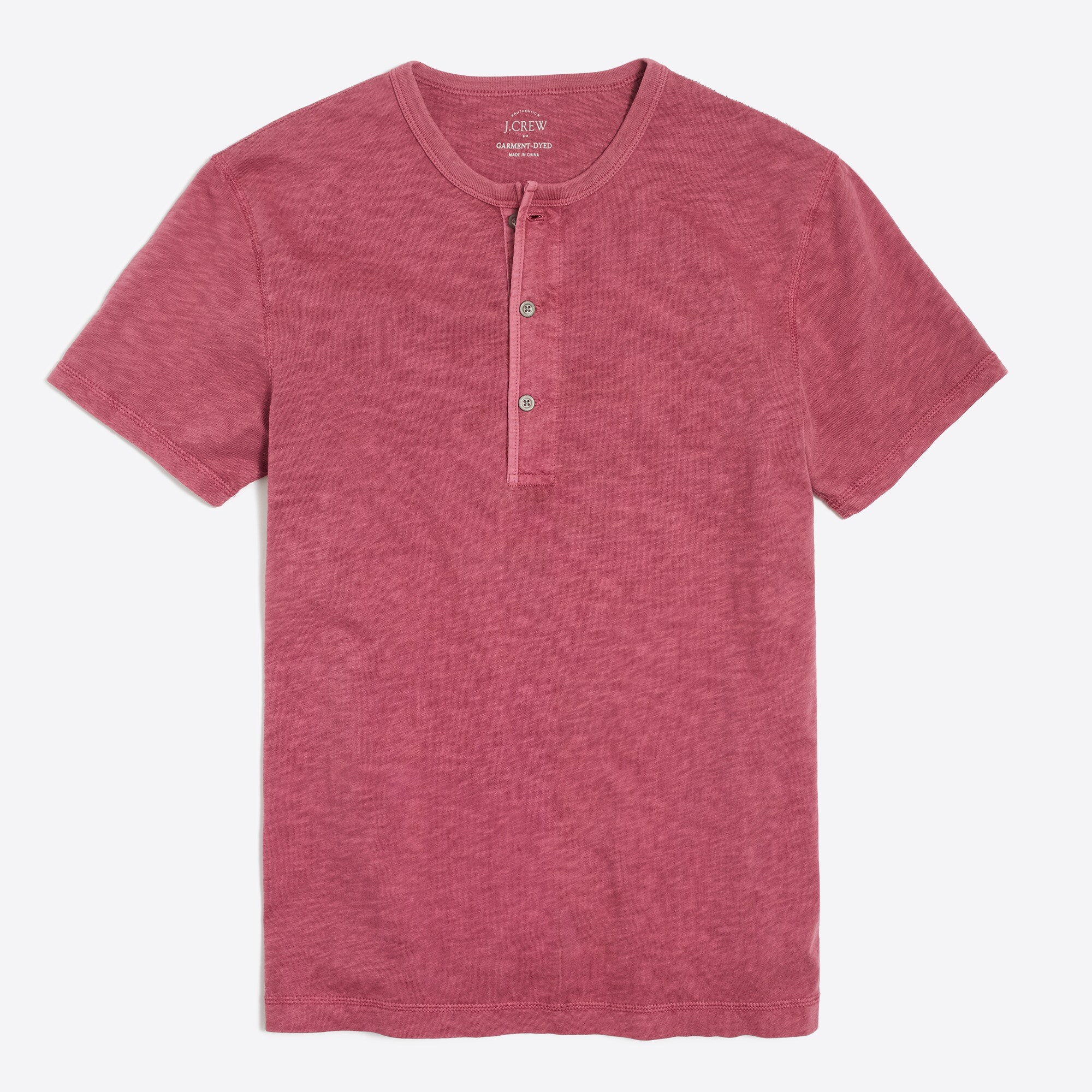short-sleeve garment-dyed henley for men