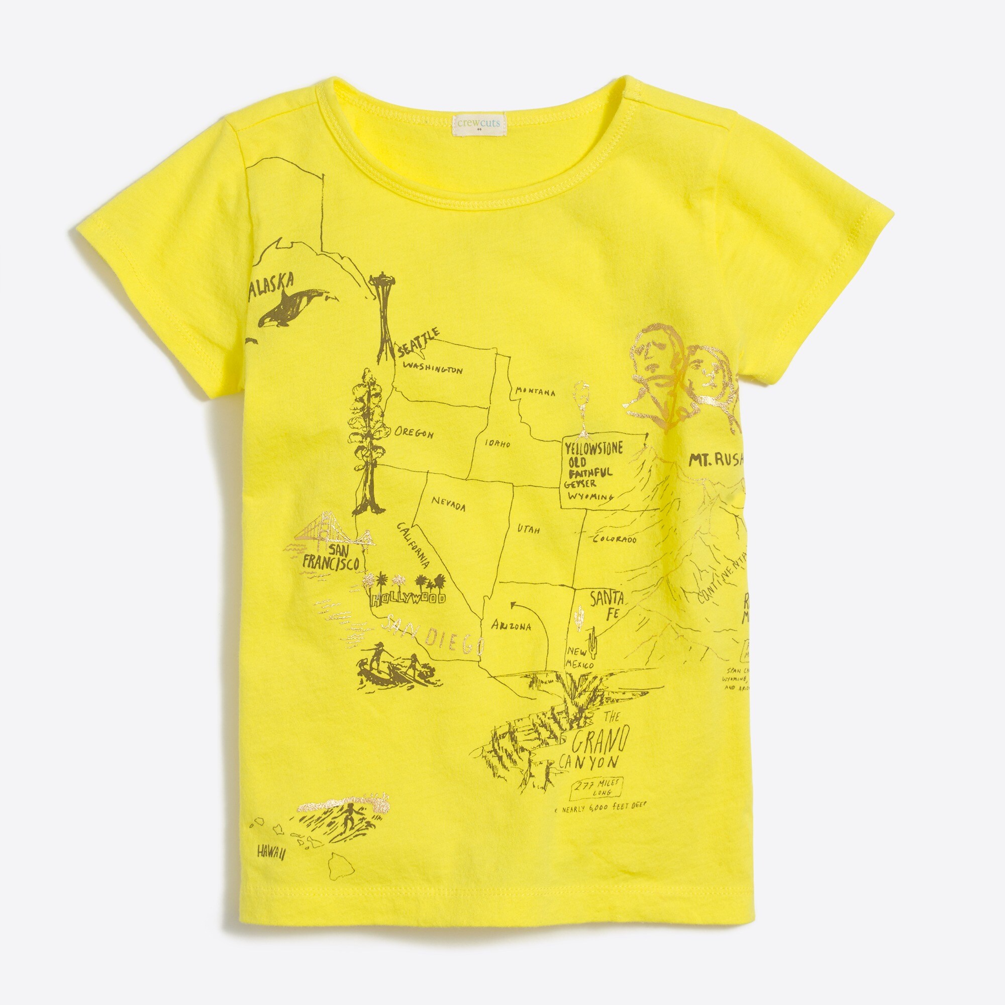 girls' usa map graphic graphic tee for girls