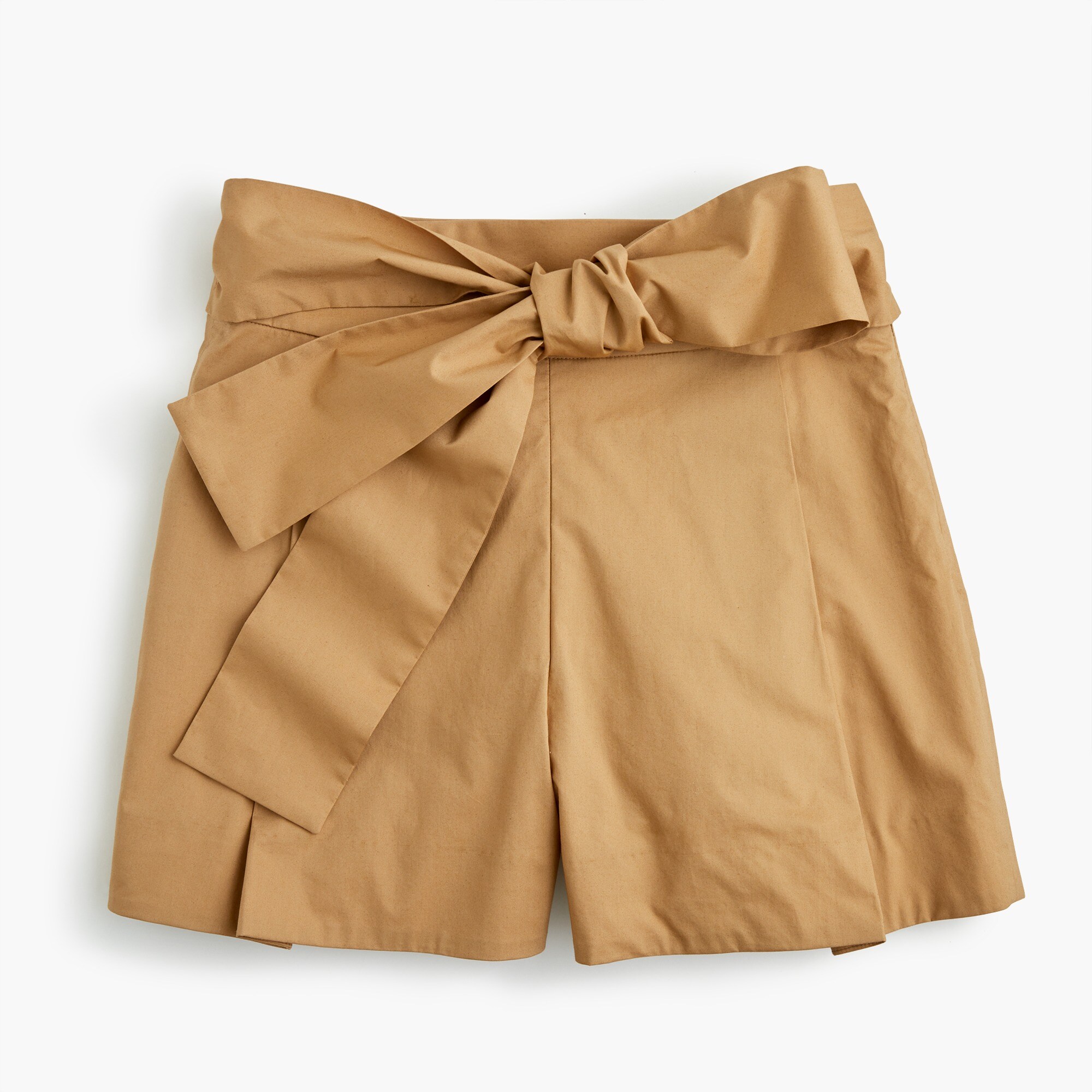 Tie-waist short in cotton poplin