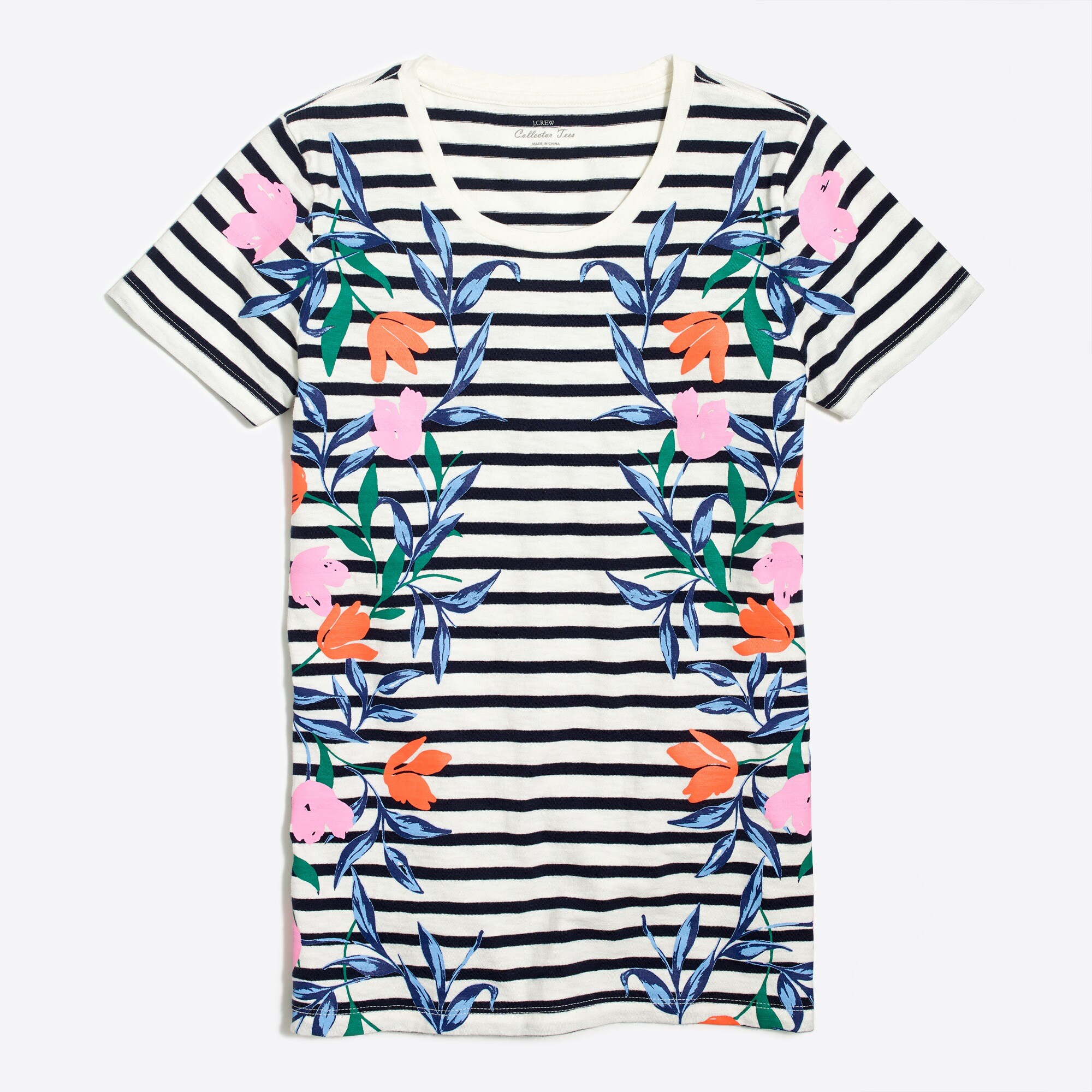 Striped flower collector tee
