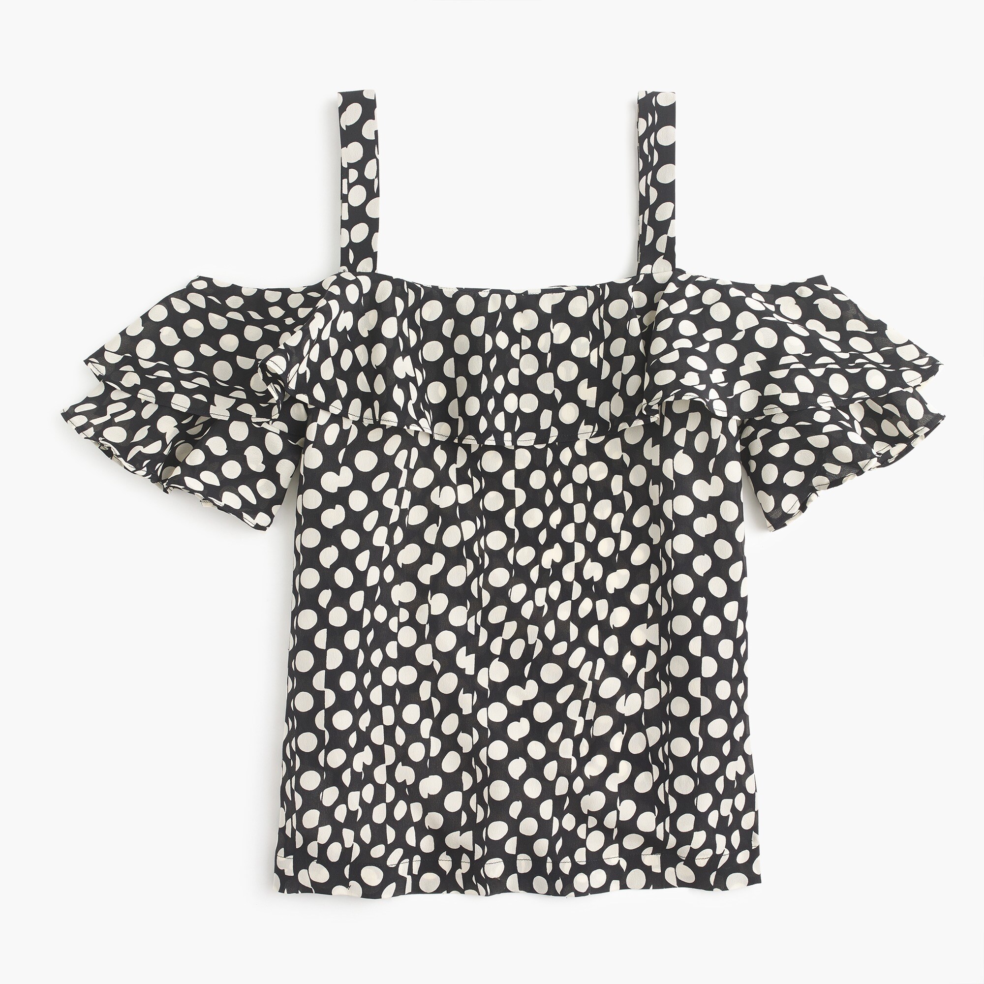 Collection silk cold-shoulder top in Ratti® polka dot