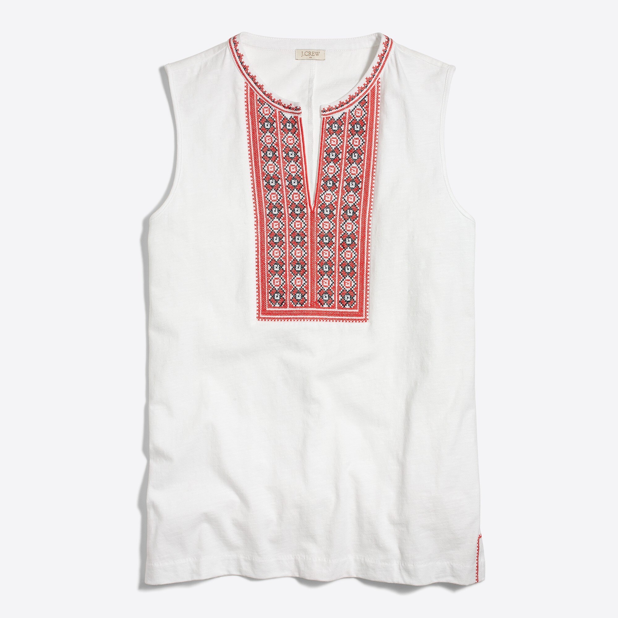 embroidered placket tank top for women