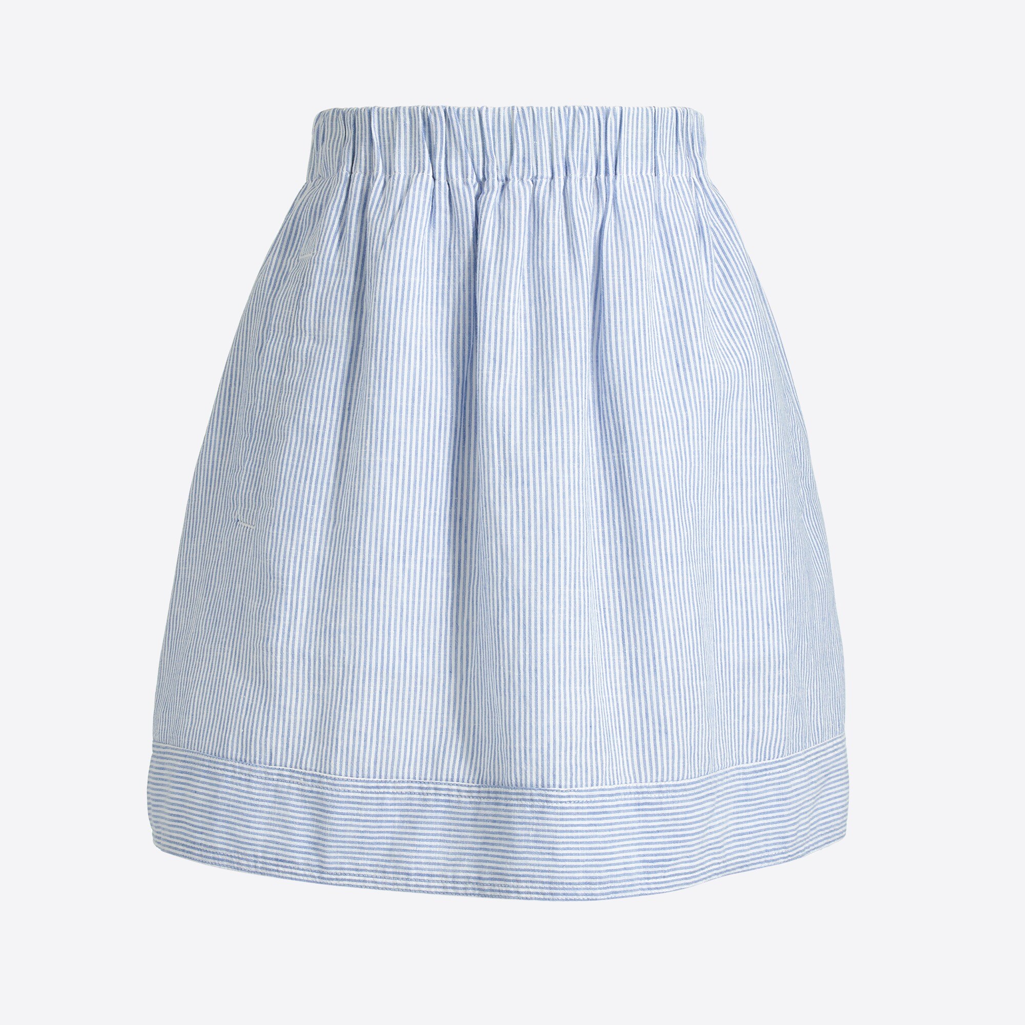 Striped linen-cotton skirt