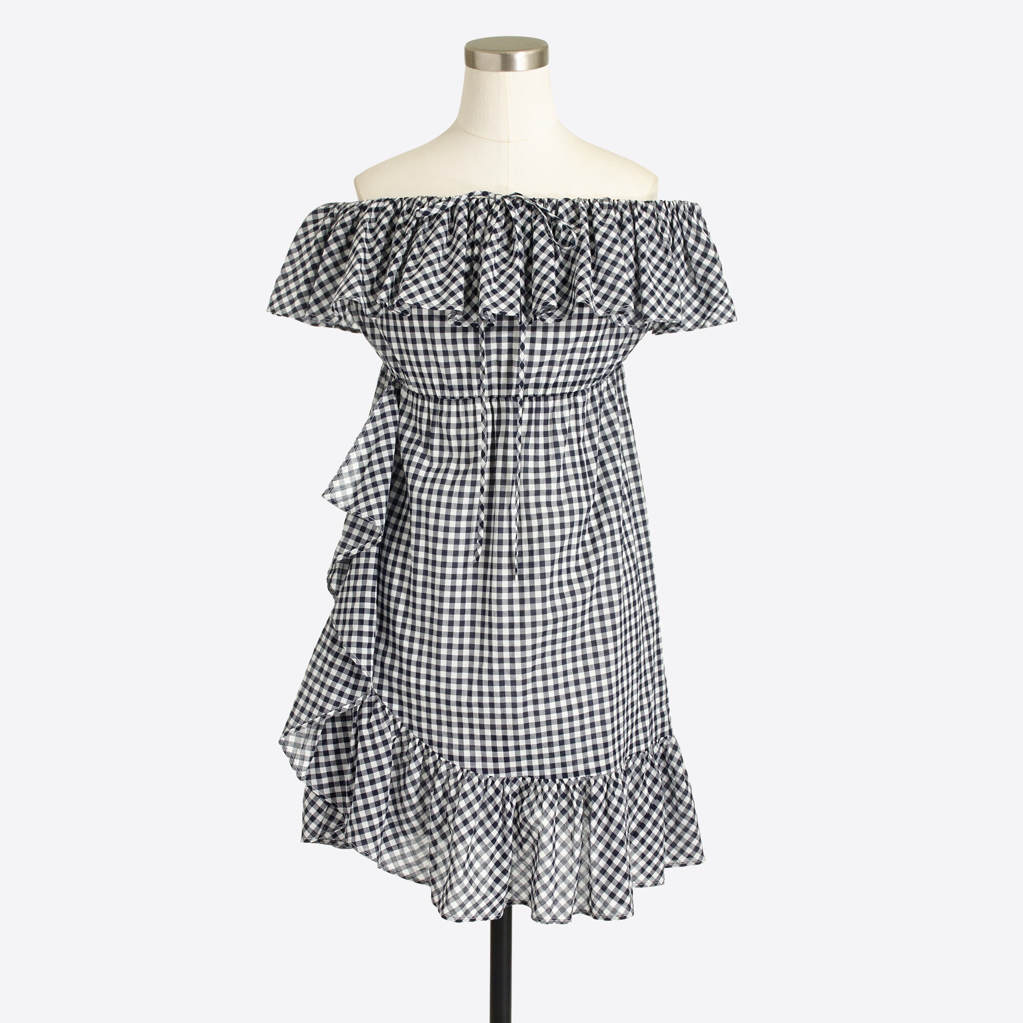 gingham ruffle dress for women