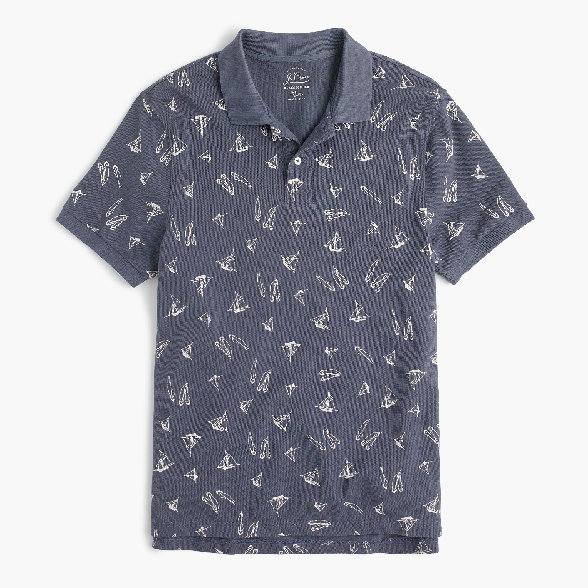 J.Crew Classic Piqué Polo Shirt In Sailboat Pattern