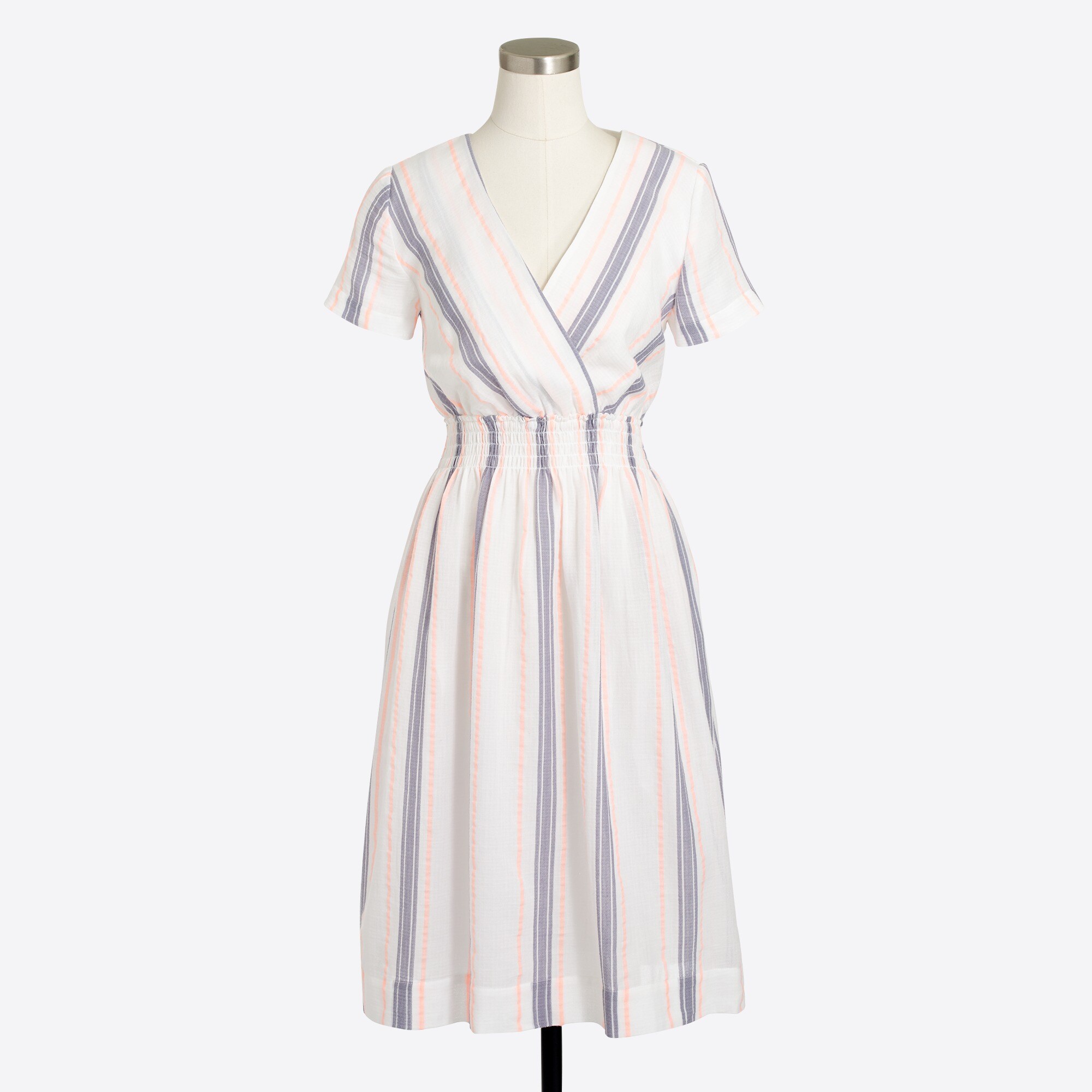 Mixed-stripe V-neck dress