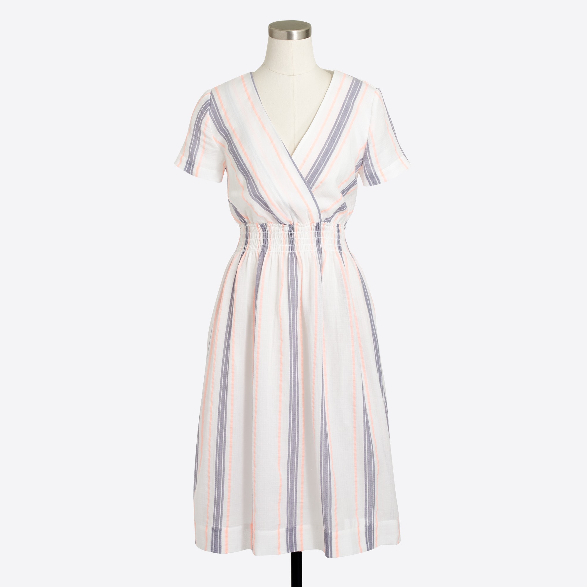Mixed-stripe V-neck dress