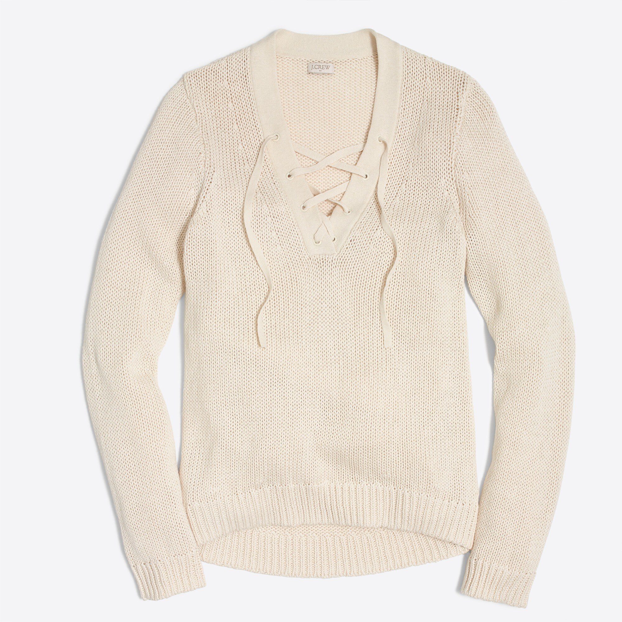Lace-up linen-cotton sweater