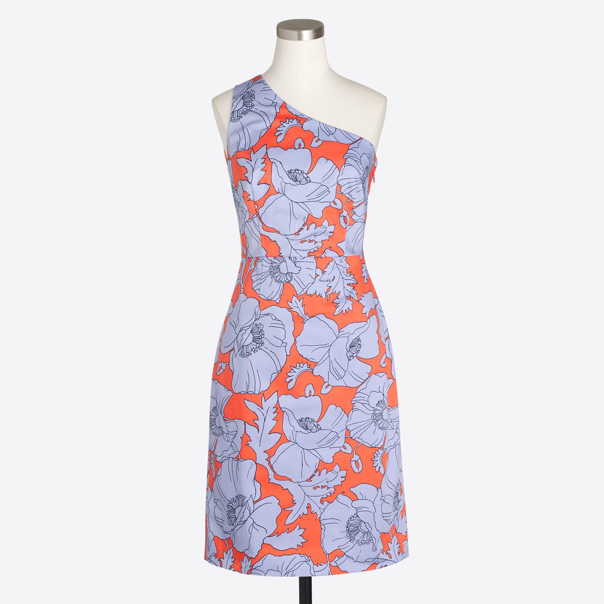 j crew factory one shoulder dress J. Crew Factory Ruffle One Shoulder Linen Blend Shift Dress Royal Blue  Women's S