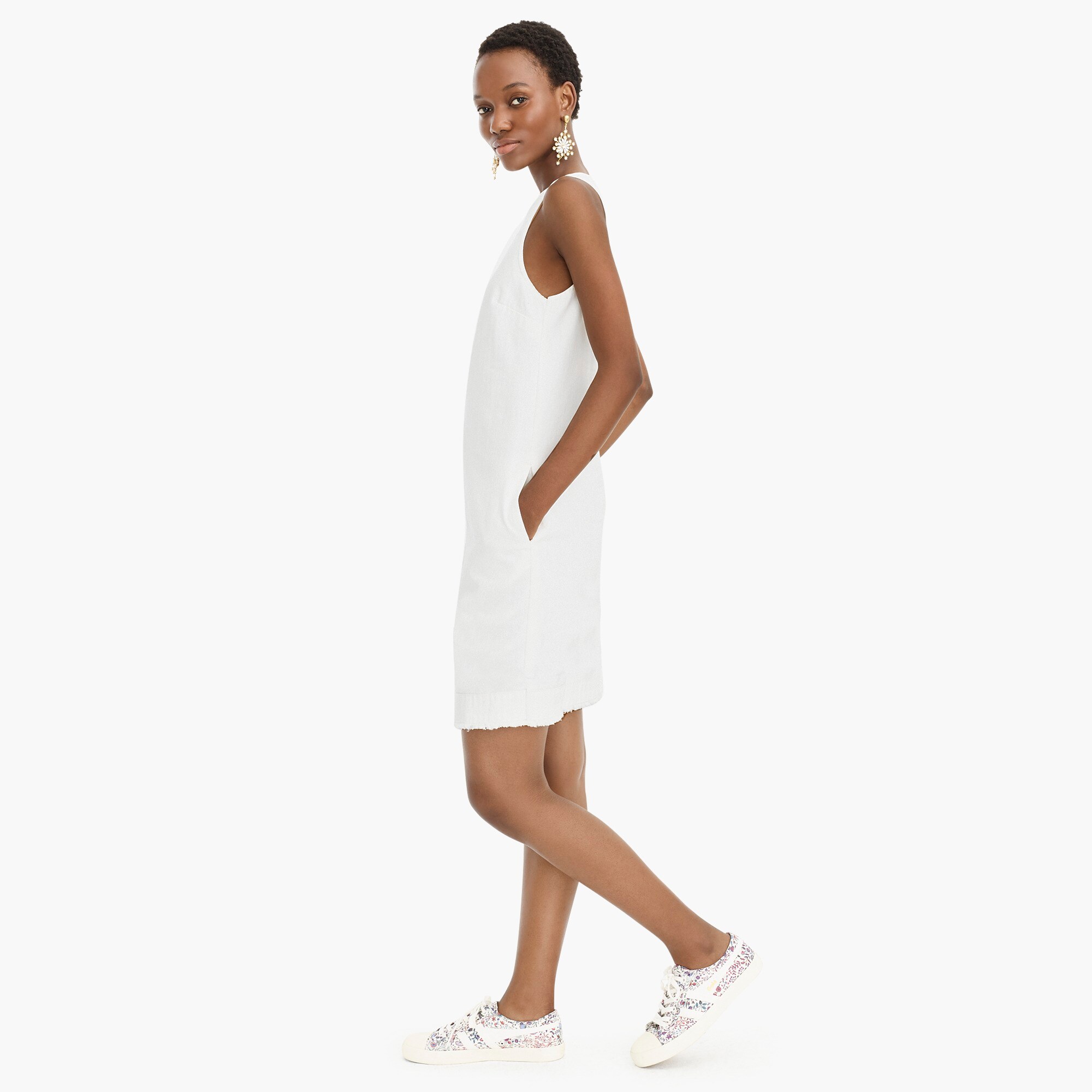 j crew white denim shift dress