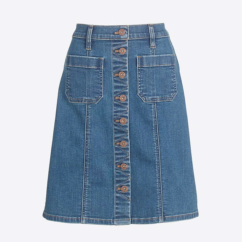 factory: foxy wash denim skirt for women, right side, view zoomed