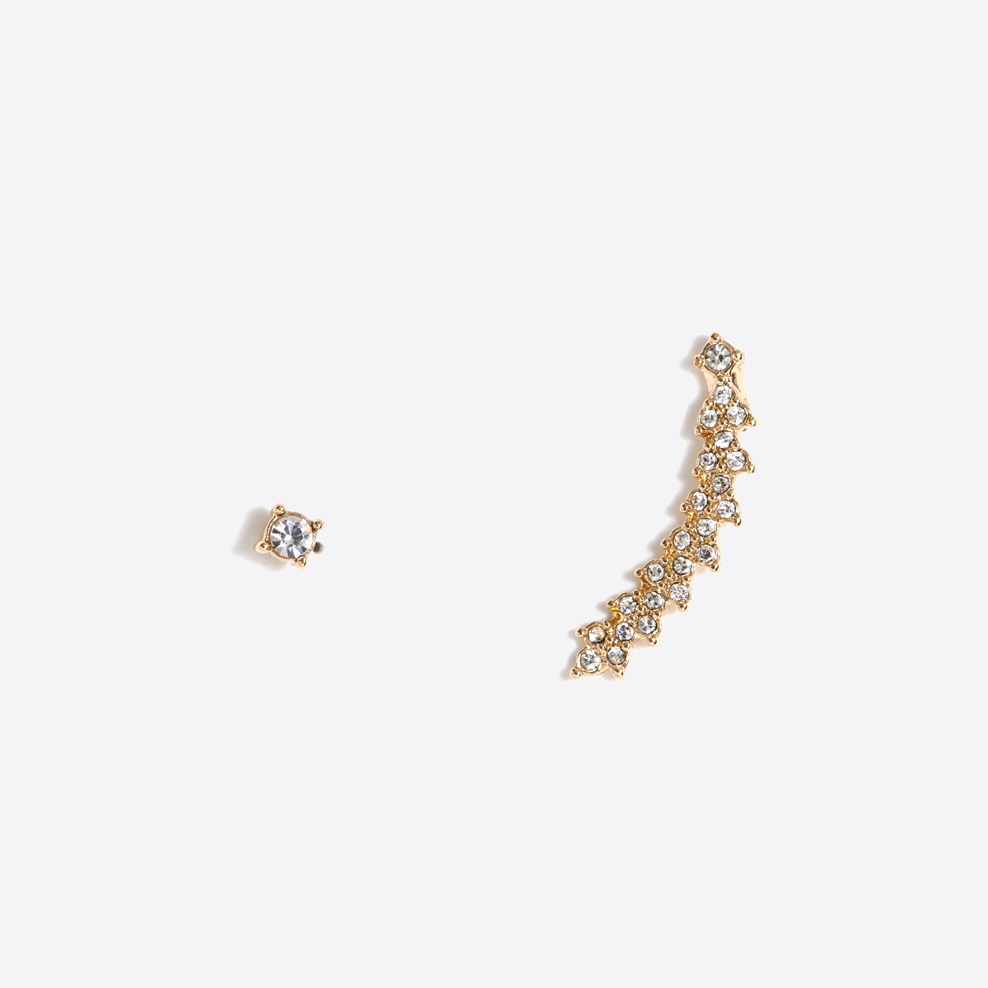 Crystal crawler and stud earring set